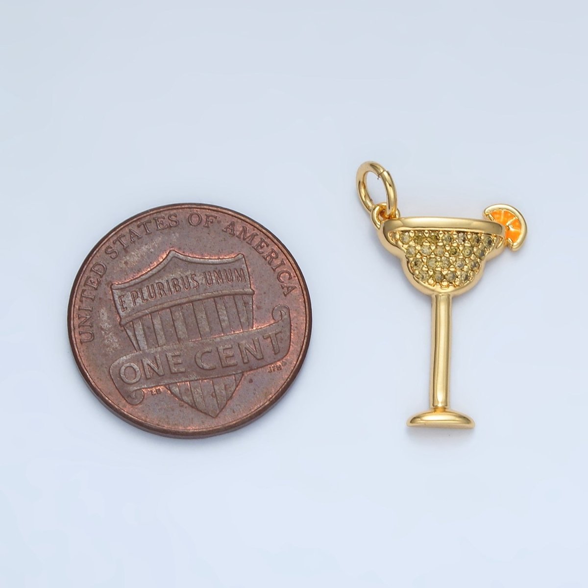 14K Gold Filled Micro Paved CZ Daiquiri Margarita Cocktail Alcohol Drink Charm in Gold & Silver | AG617