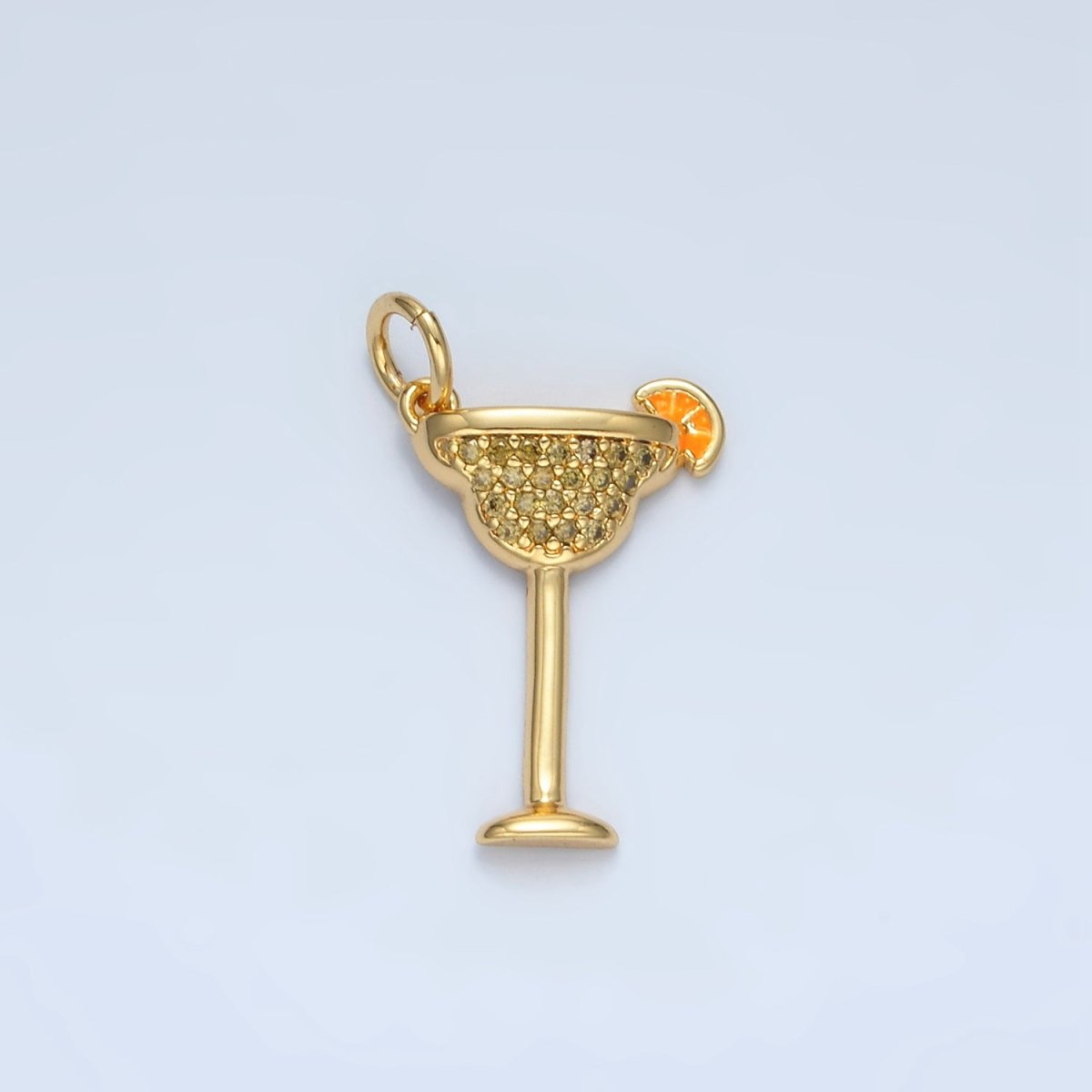 14K Gold Filled Micro Paved CZ Daiquiri Margarita Cocktail Alcohol Drink Charm in Gold & Silver | AG617
