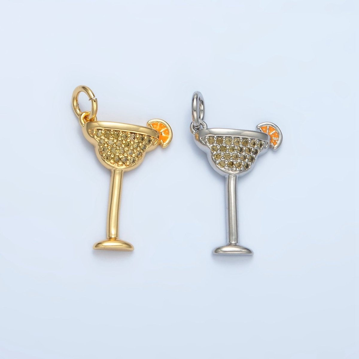 14K Gold Filled Micro Paved CZ Daiquiri Margarita Cocktail Alcohol Drink Charm in Gold & Silver | AG617