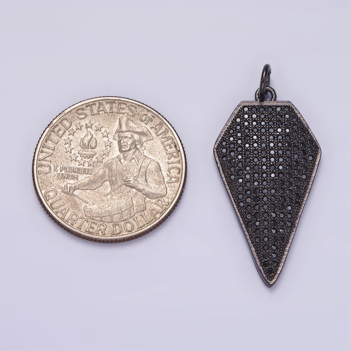 14K Gold Filled Micro Paved CZ Diamond Shield Charm in Silver, Gold & Black | N1129 - N1131