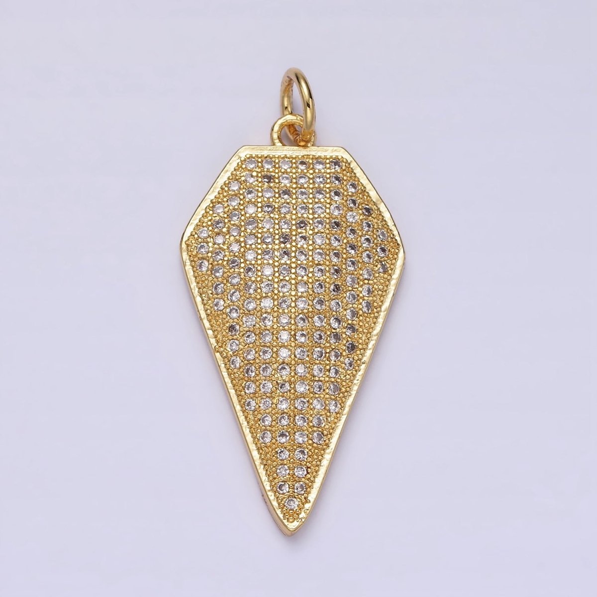 14K Gold Filled Micro Paved CZ Diamond Shield Charm in Silver, Gold & Black | N1129 - N1131