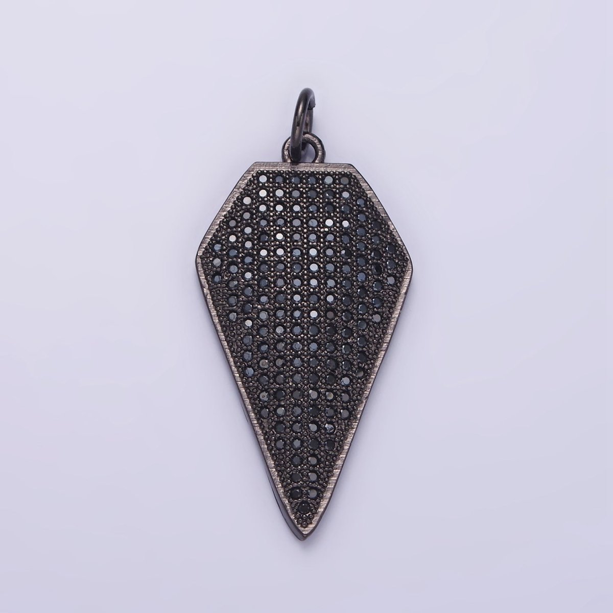 14K Gold Filled Micro Paved CZ Diamond Shield Charm in Silver, Gold & Black | N1129 - N1131