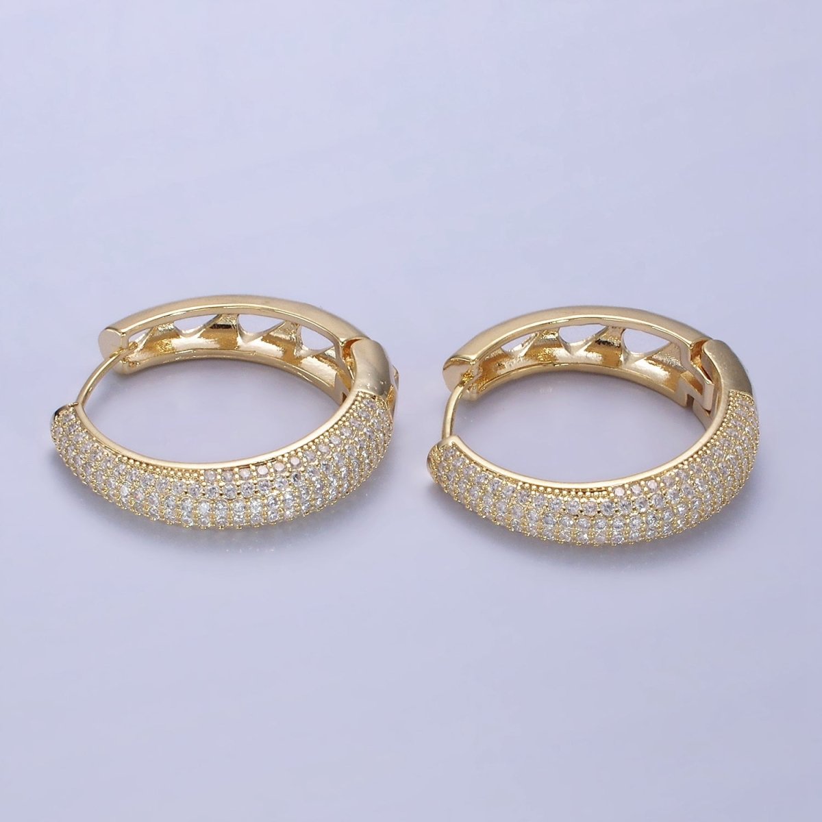 14K Gold Filled Micro Paved CZ Dome Open Filigree Earrings in Gold & Silver | AE499 AE500