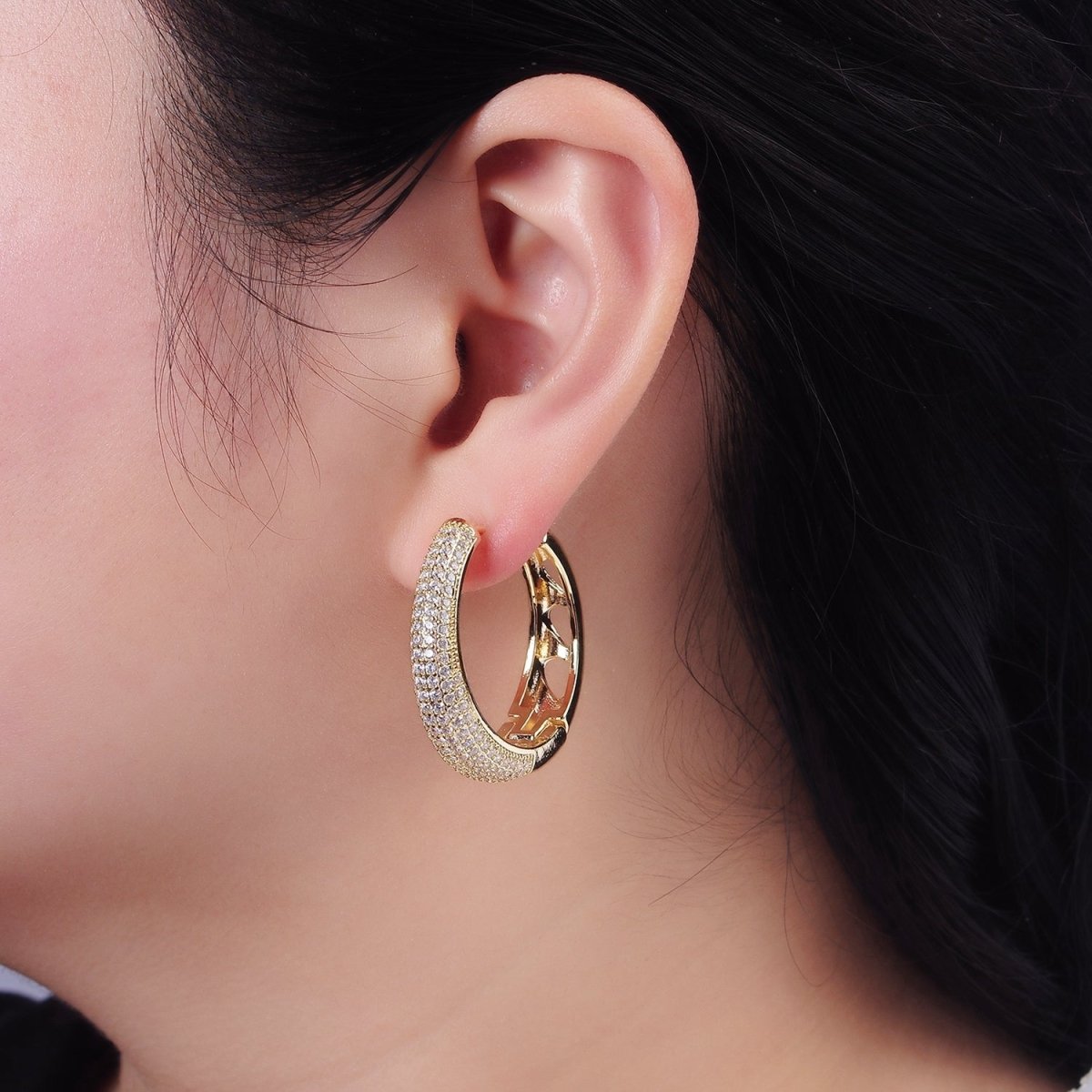 14K Gold Filled Micro Paved CZ Dome Open Filigree Earrings in Gold & Silver | AE499 AE500