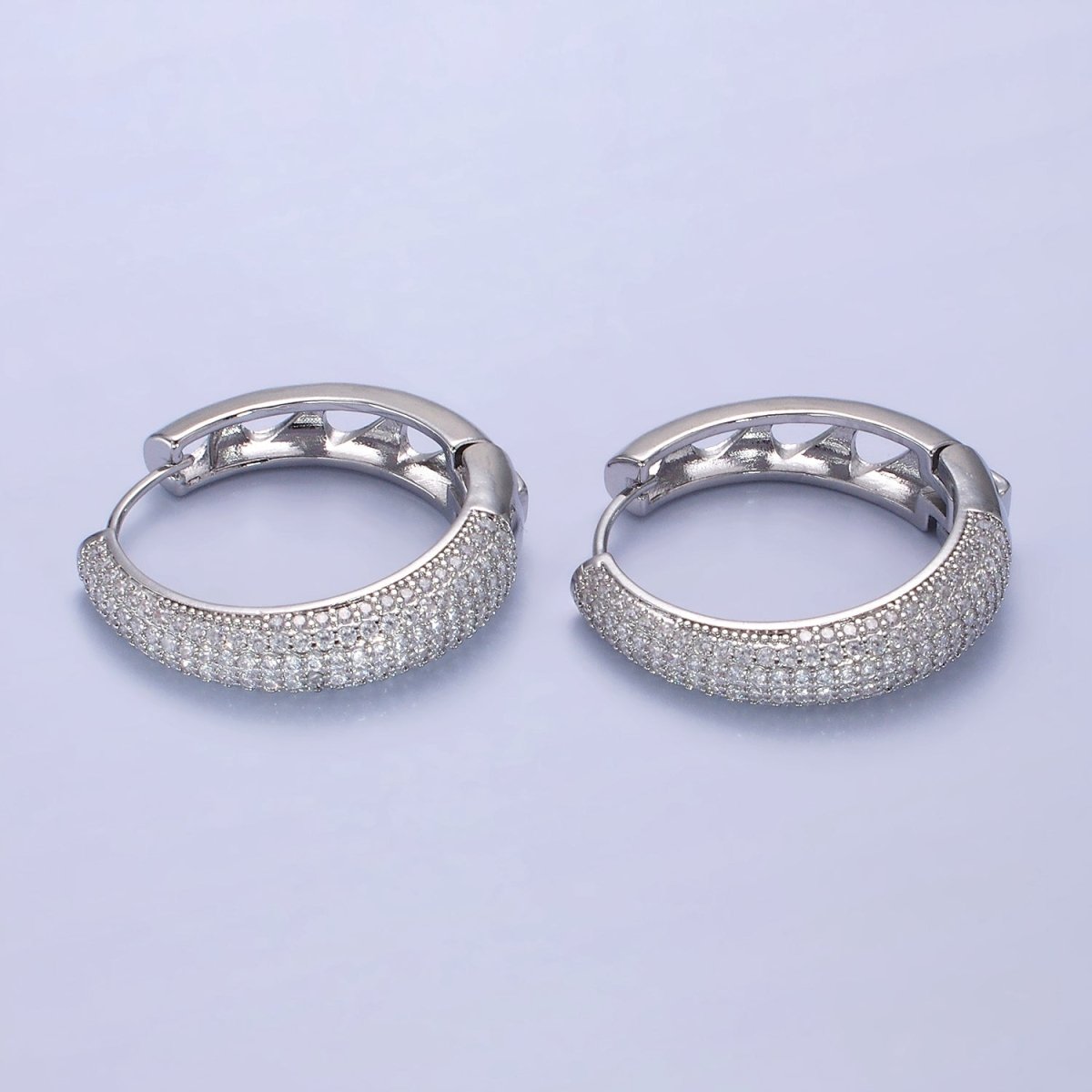 14K Gold Filled Micro Paved CZ Dome Open Filigree Earrings in Gold & Silver | AE499 AE500