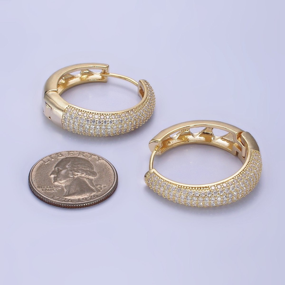 14K Gold Filled Micro Paved CZ Dome Open Filigree Earrings in Gold & Silver | AE499 AE500