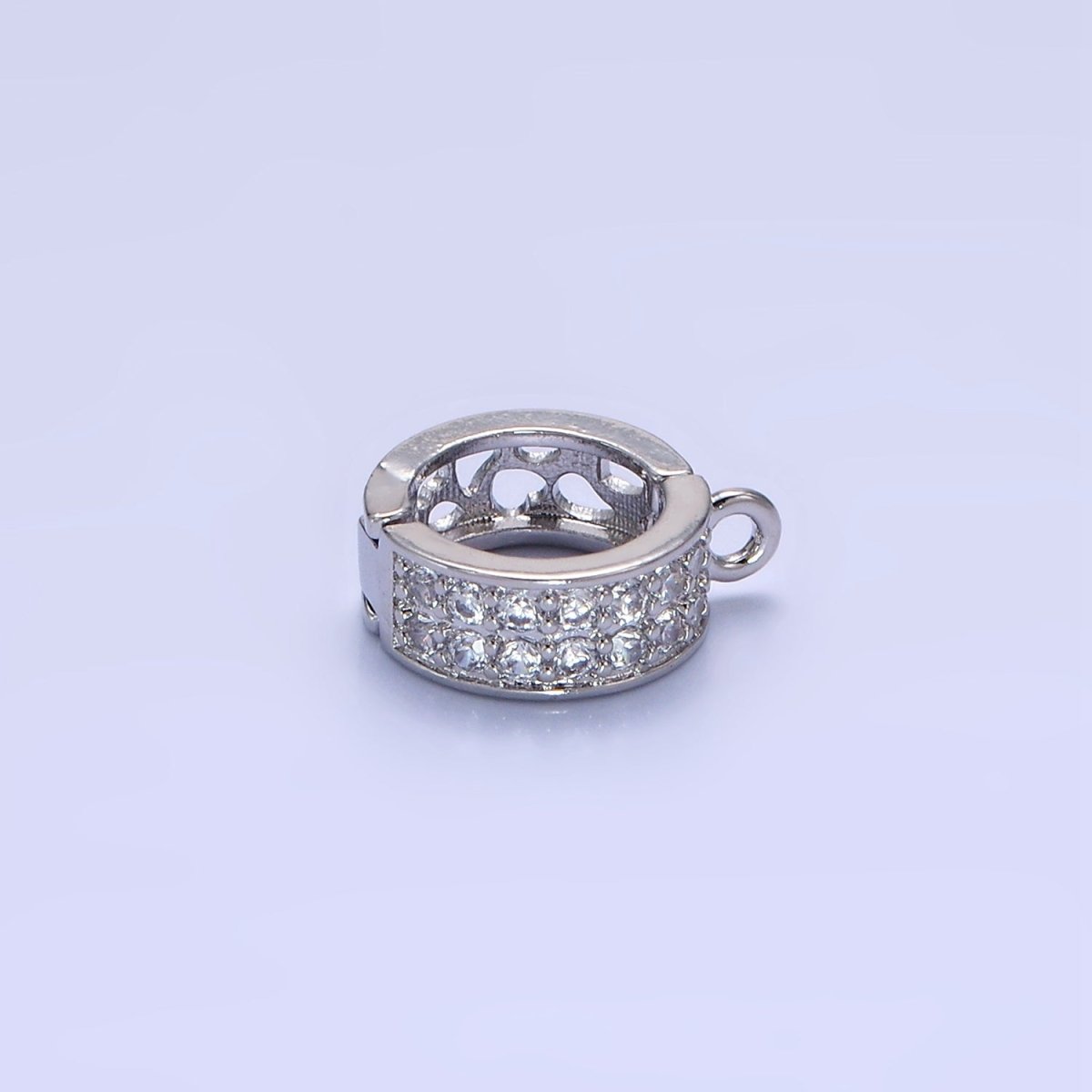 14K Gold Filled Micro Paved CZ Filigree Open Snap Latch Bail Drop Pendant Findings in Gold & Silver | Z774 - Z775