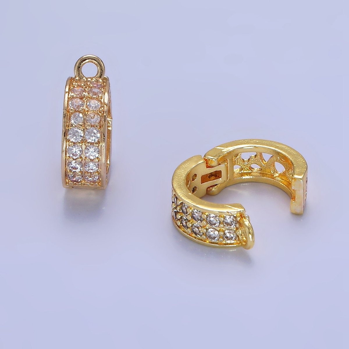 14K Gold Filled Micro Paved CZ Filigree Open Snap Latch Bail Drop Pendant Findings in Gold & Silver | Z774 - Z775