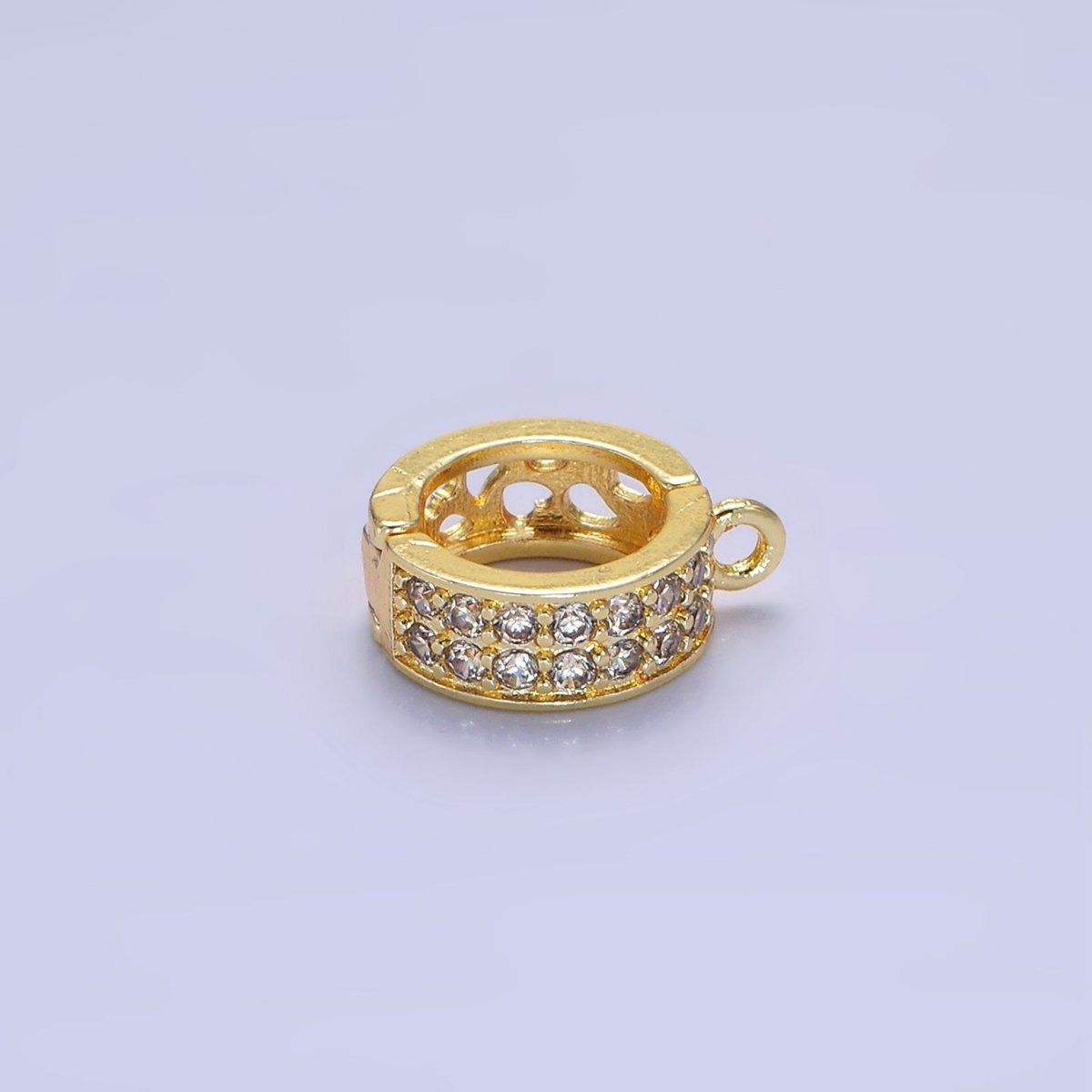 14K Gold Filled Micro Paved CZ Filigree Open Snap Latch Bail Drop Pendant Findings in Gold & Silver | Z774 - Z775