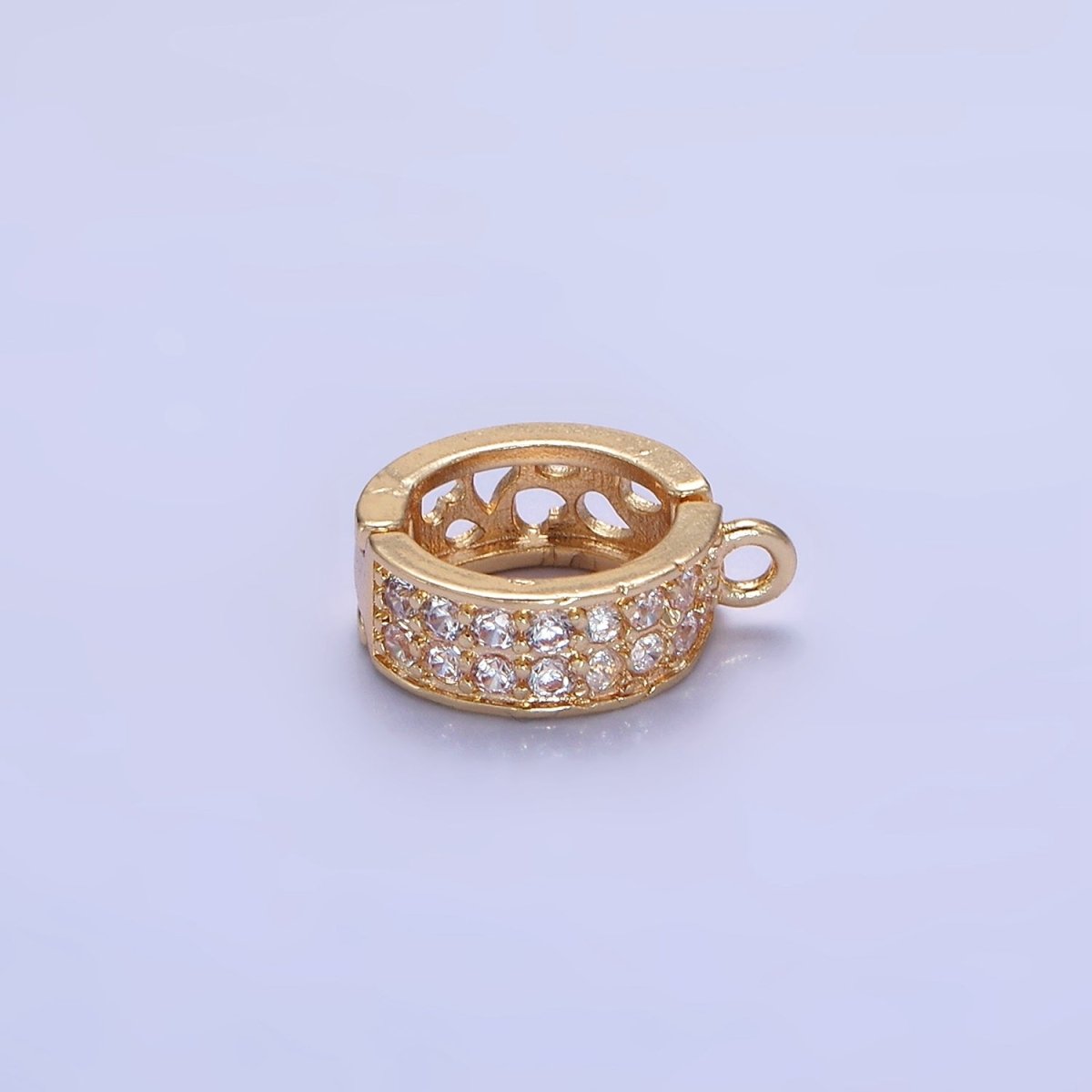 14K Gold Filled Micro Paved CZ Filigree Open Snap Latch Bail Drop Pendant Findings in Gold & Silver | Z774 - Z775