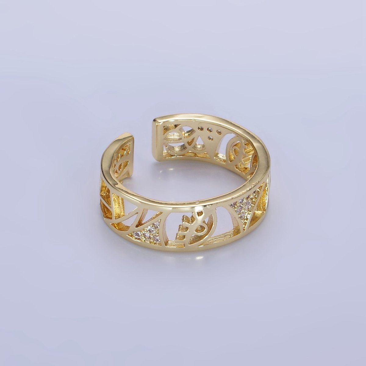 14K Gold Filled Micro Paved CZ Geometric Filigree Ring | O1351 - DLUXCA
