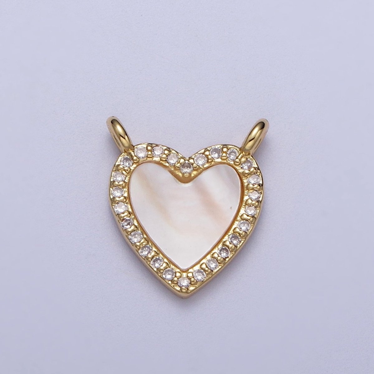 14K Gold Filled Micro Paved CZ Heart Love Shell Pearl Link Connector | Y-636 - DLUXCA