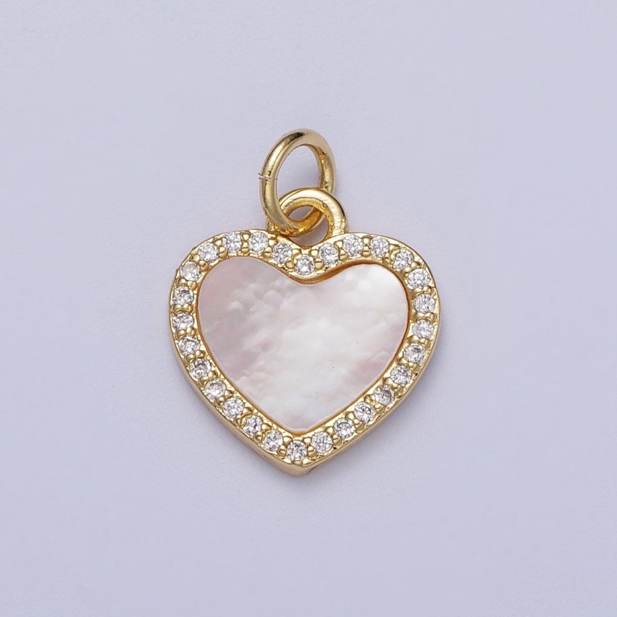 14K Gold Filled Micro Paved Shell Pearl Heart Love Charm E-548 E-552 E-553