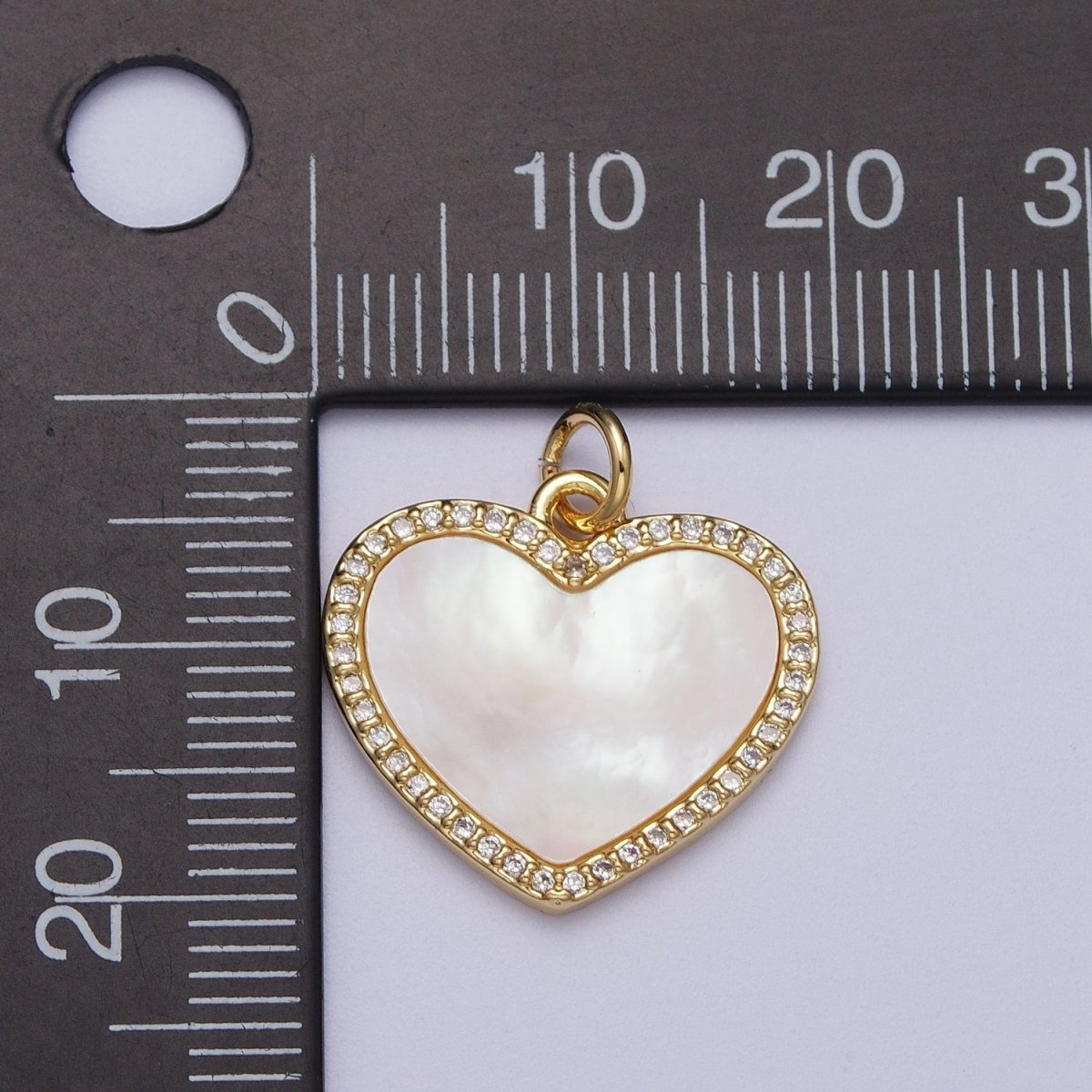 14K Gold Filled Micro Paved Shell Pearl Heart Love Charm E-548 E-552 E-553