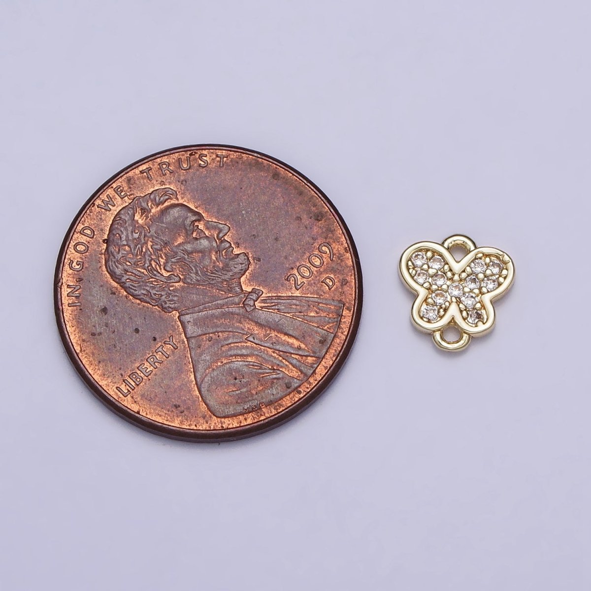 14K Gold Filled Mini 7mm Butterfly Mariposa Micro Paved Connector | AA-1022 - DLUXCA