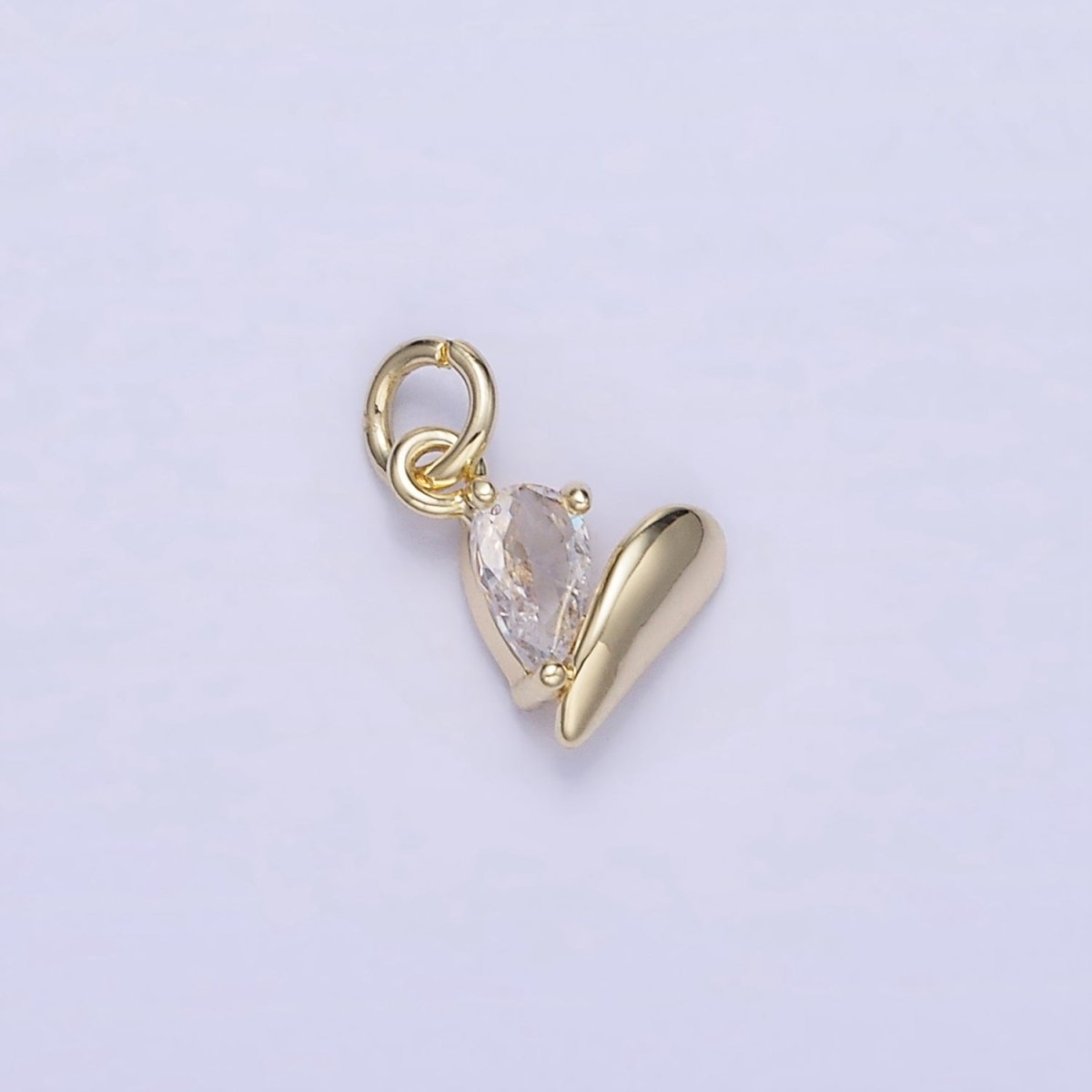 14K Gold Filled Mini Half CZ Heart Add-On Charm | W586