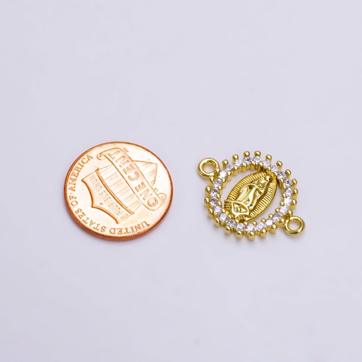14K Gold Filled Mini Lady Guadalupe Charm Connector for Bracelet Link Connector G-156