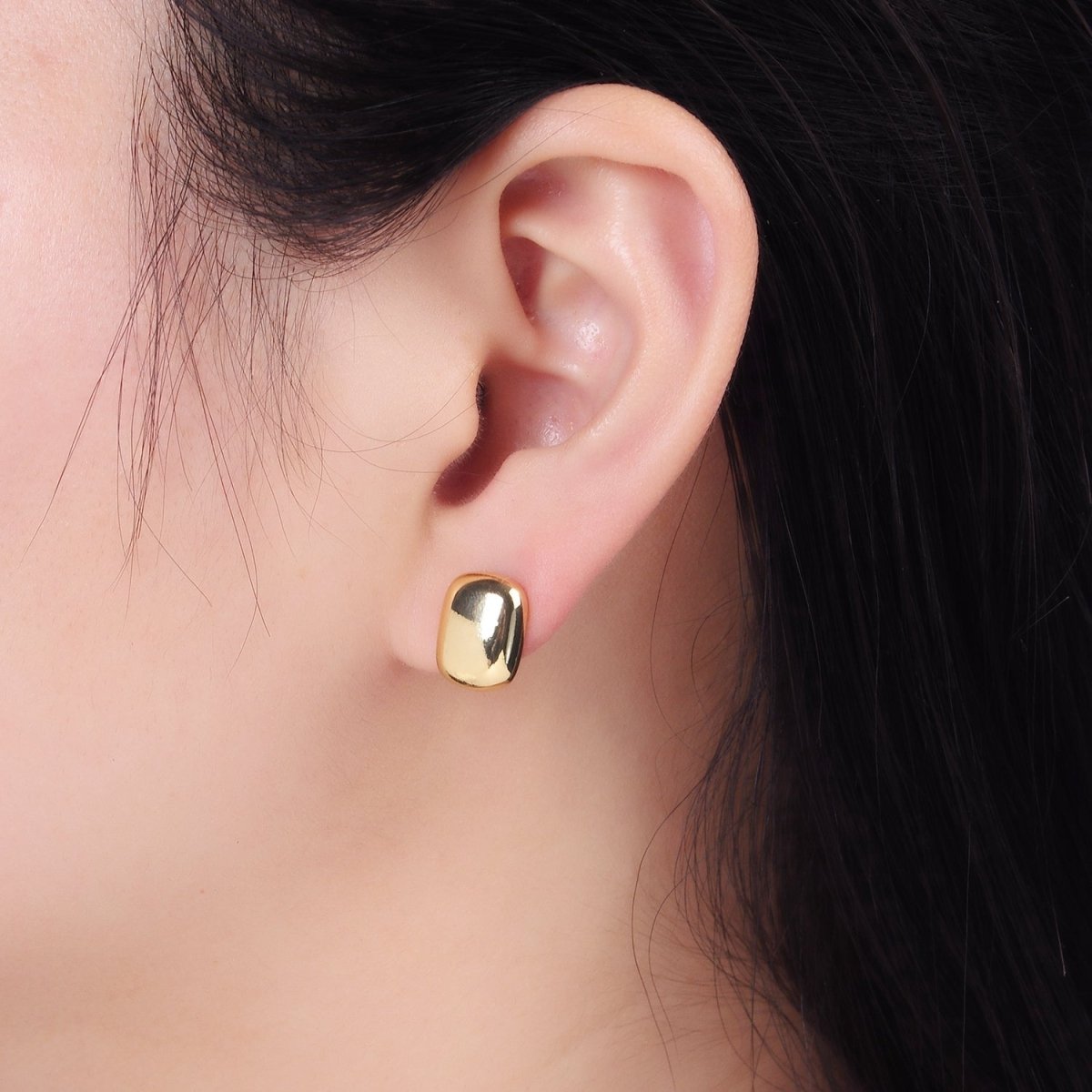 14K Gold Filled Mini Rectangular Bar Stud Earrings in Gold & Silver | AB1294 AB1295