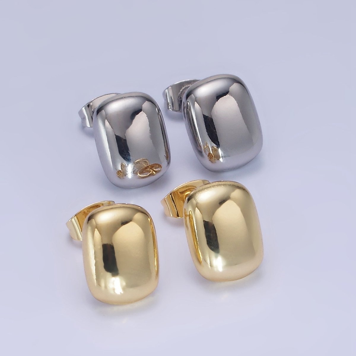 14K Gold Filled Mini Rectangular Bar Stud Earrings in Gold & Silver | AB1294 AB1295