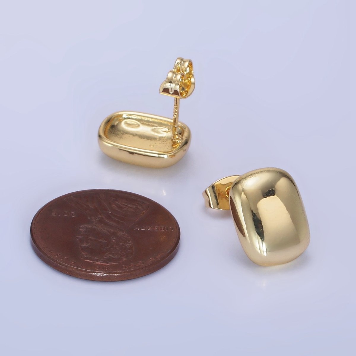 14K Gold Filled Mini Rectangular Bar Stud Earrings in Gold & Silver | AB1294 AB1295