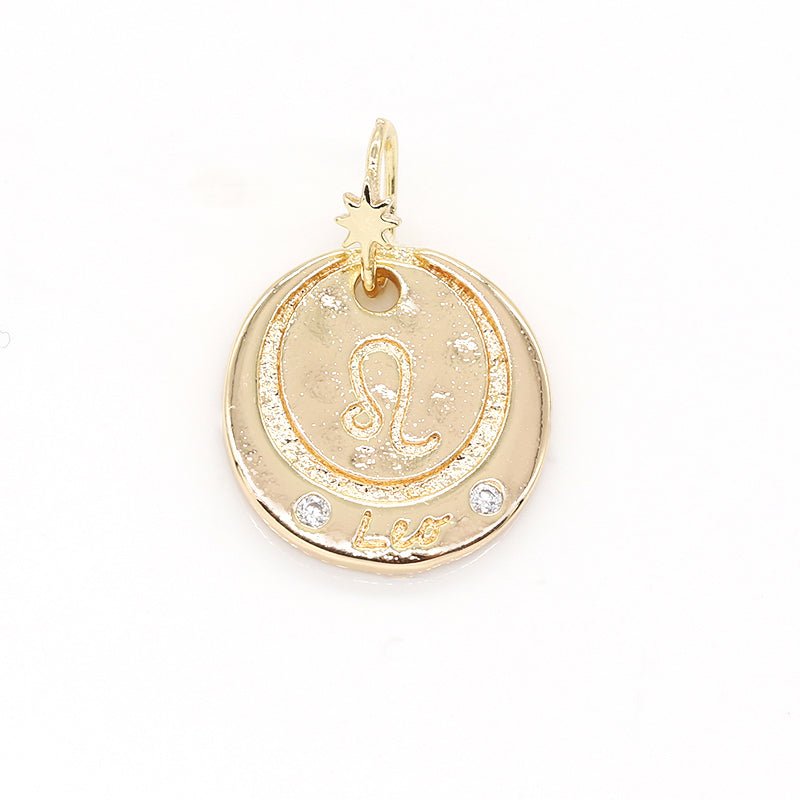 14K Gold Filled Mini Zodiac Horoscope Sign Constellation Medallion Pendant Charm Rustic Coin for Necklace Bracelet Earring Jewelry Making | A-A1845-A-A1850