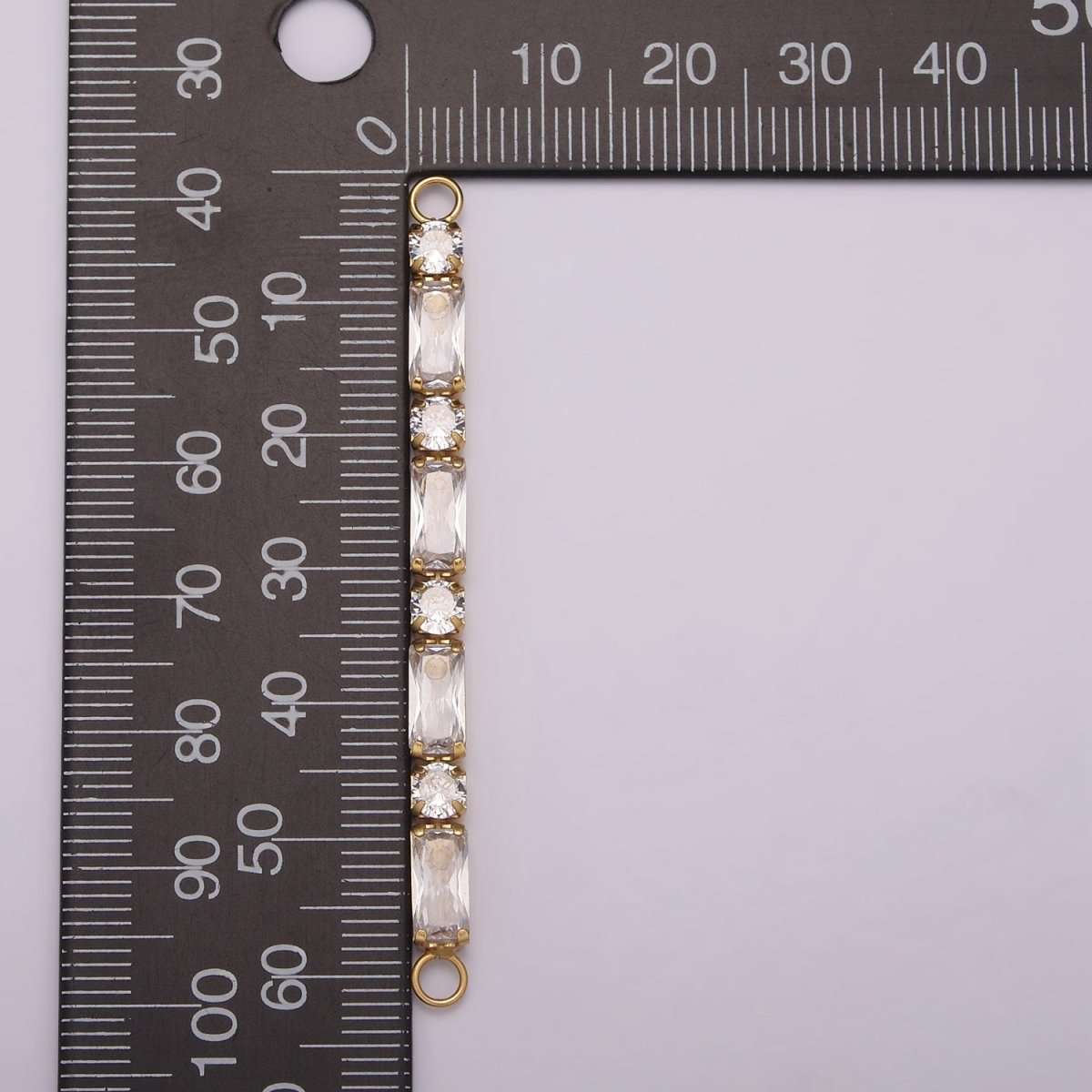 14K Gold Filled Minimalist Bendable Emerald cut Bar Connector Micro Pave CZ DIY Charm Necklace Bracelet Findings for Jewelry Making, 50.5x6.9mm Y-394 Y-395