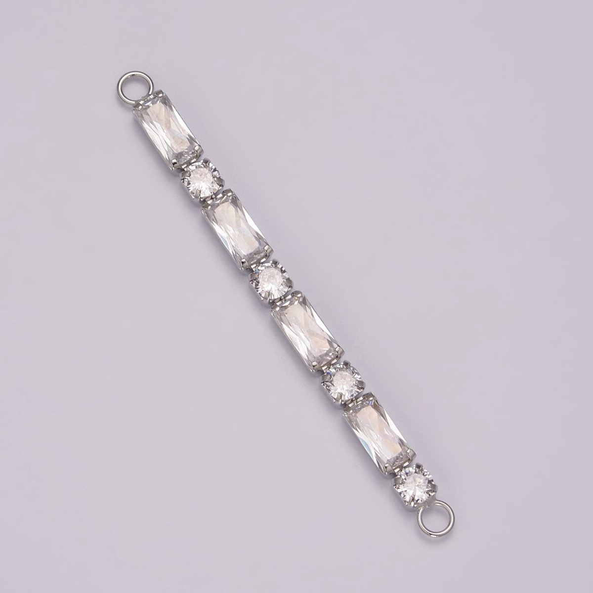 14K Gold Filled Minimalist Bendable Emerald cut Bar Connector Micro Pave CZ DIY Charm Necklace Bracelet Findings for Jewelry Making, 50.5x6.9mm Y-394 Y-395