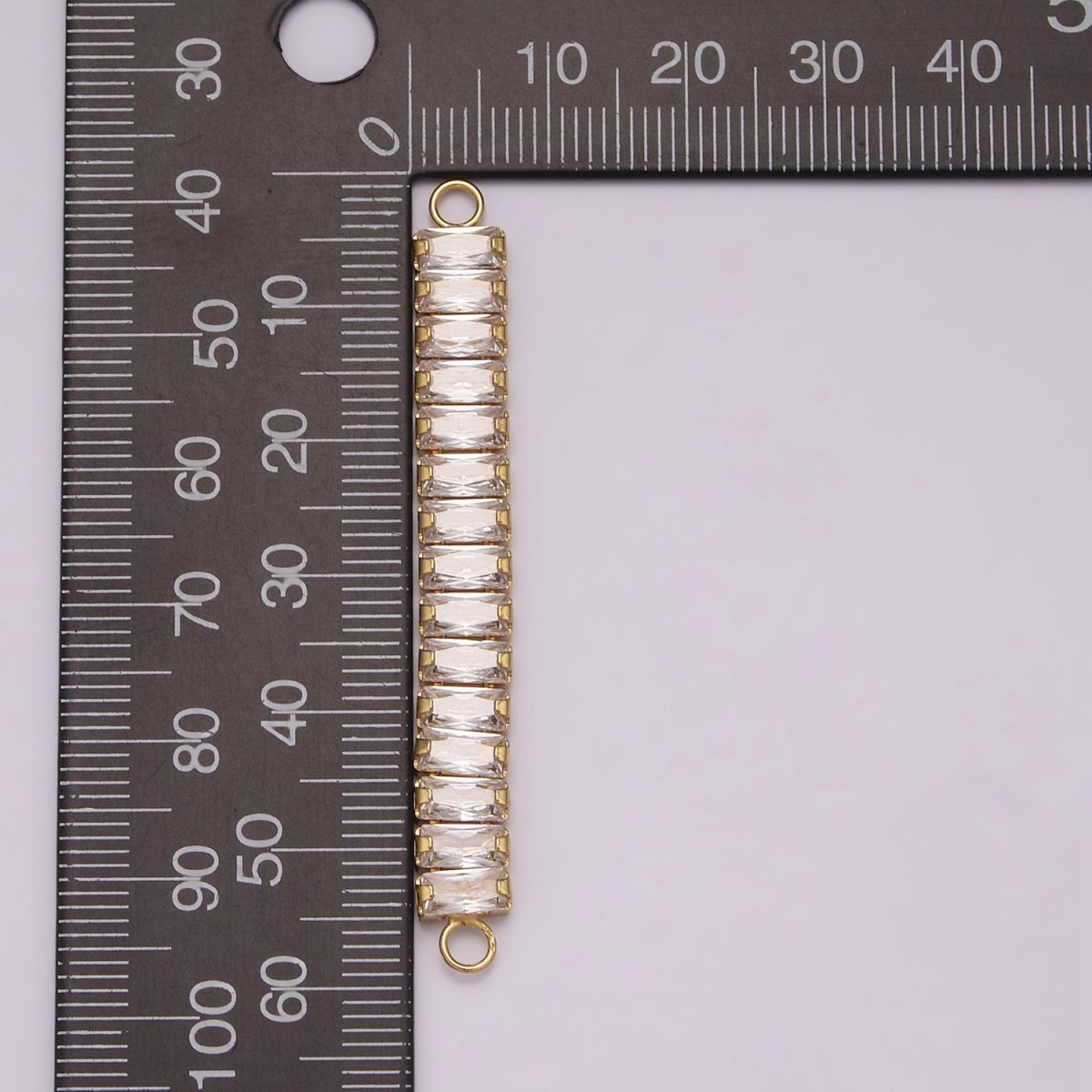 14K Gold Filled Minimalist Bendable Rectangular Bar Connector Micro Pave CZ DIY Charm Necklace Bracelet Findings for Jewelry Making, 50.5x6.9mm Y-392 Y-393