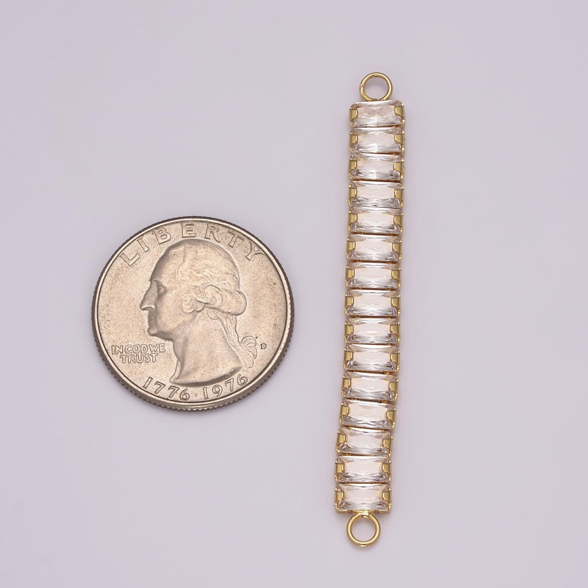 14K Gold Filled Minimalist Bendable Rectangular Bar Connector Micro Pave CZ DIY Charm Necklace Bracelet Findings for Jewelry Making, 50.5x6.9mm Y-392 Y-393