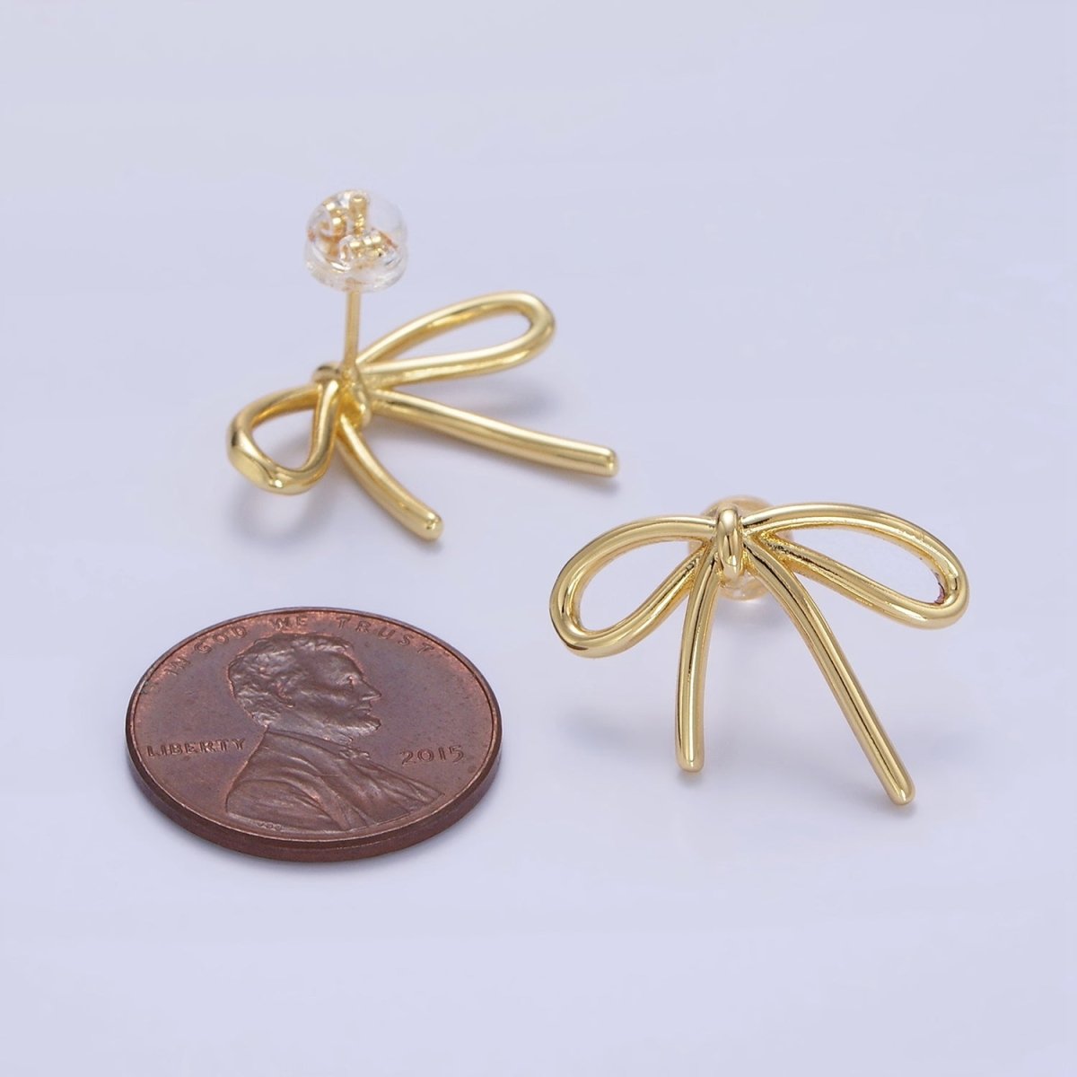 14K Gold Filled Minimalist Tied Ribbon Bow Stud Earrings in Gold & Silver | Q281 Q282