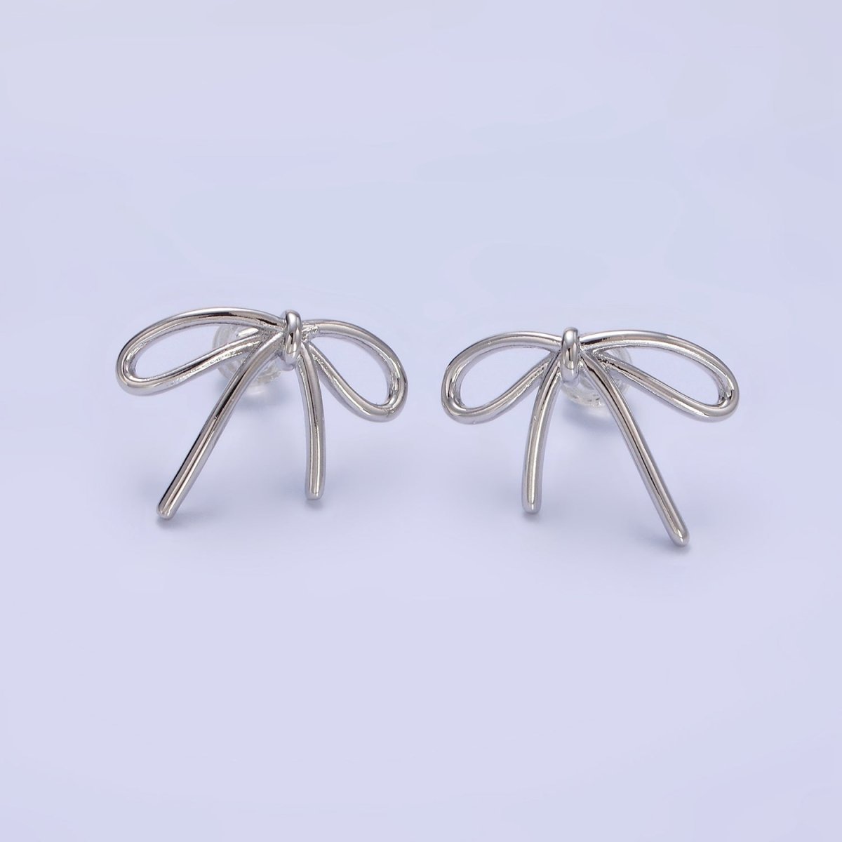 14K Gold Filled Minimalist Tied Ribbon Bow Stud Earrings in Gold & Silver | Q281 Q282