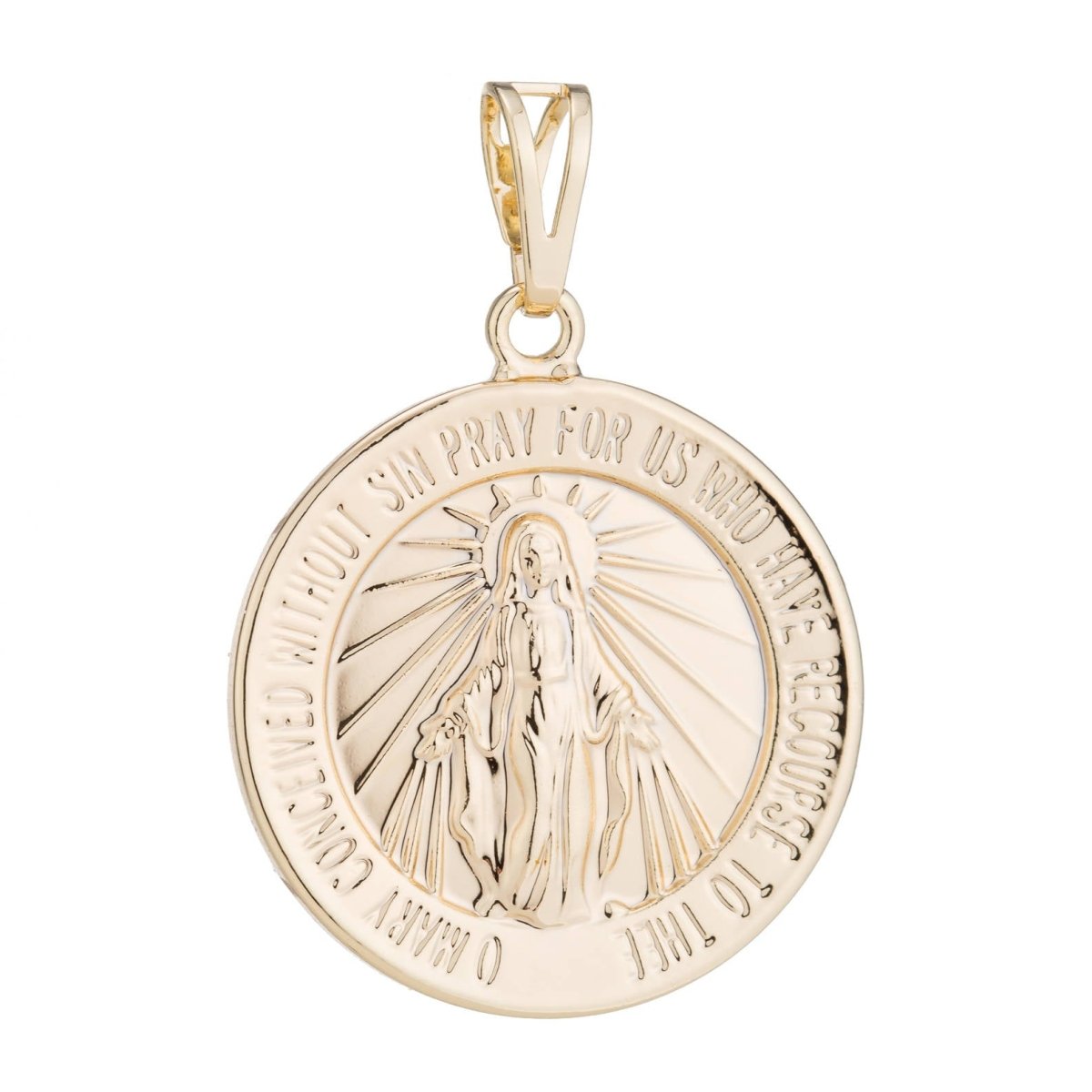 14k Gold Filled Miraculous Lady Charm Medal Mother Mary Necklace Coin Medallion Charm Rose Gold Filled Pendant - Religious Pendant Charms H-450