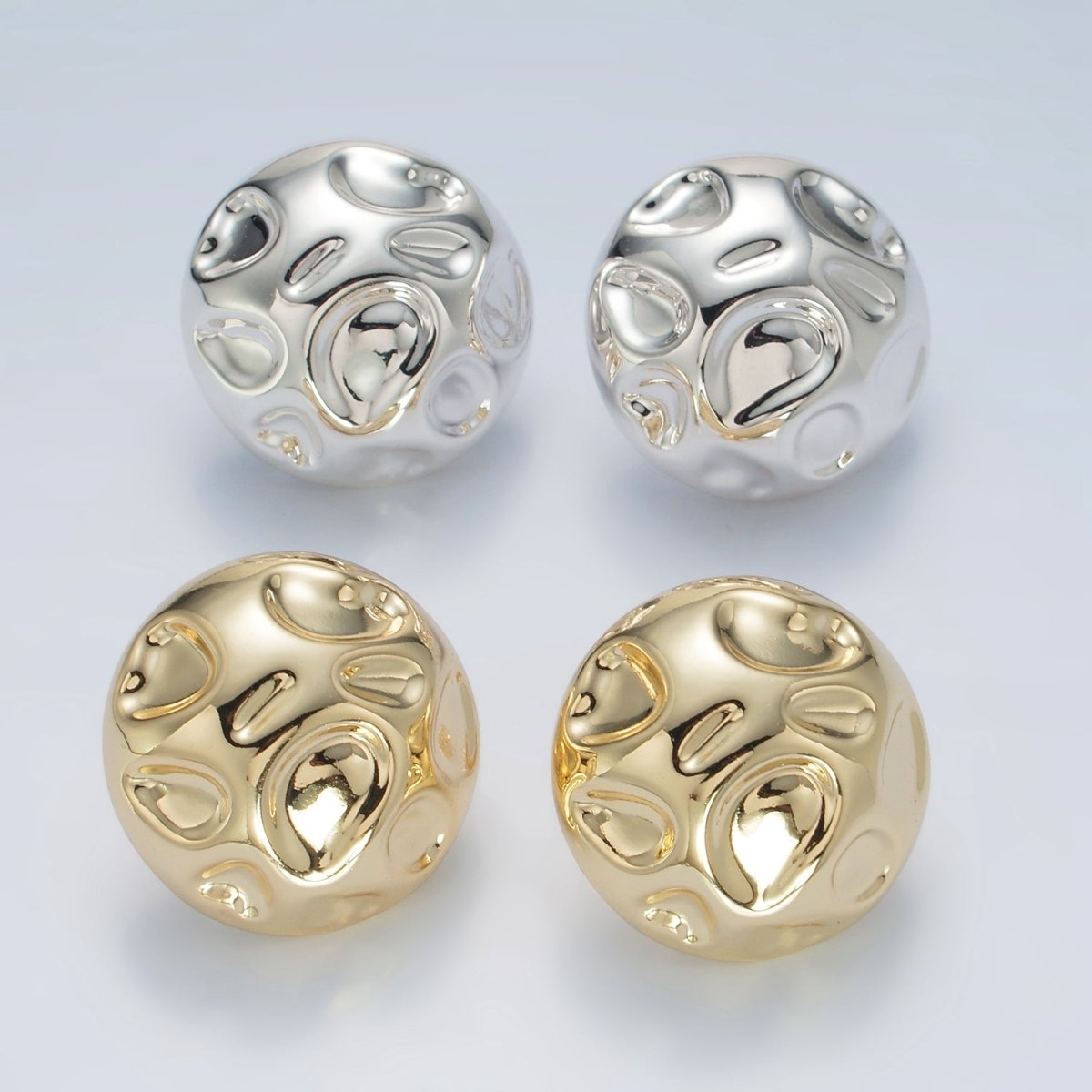 Molten Hammered Round Lightweight Stud Earrings in Gold & Silver | AD680 AD681