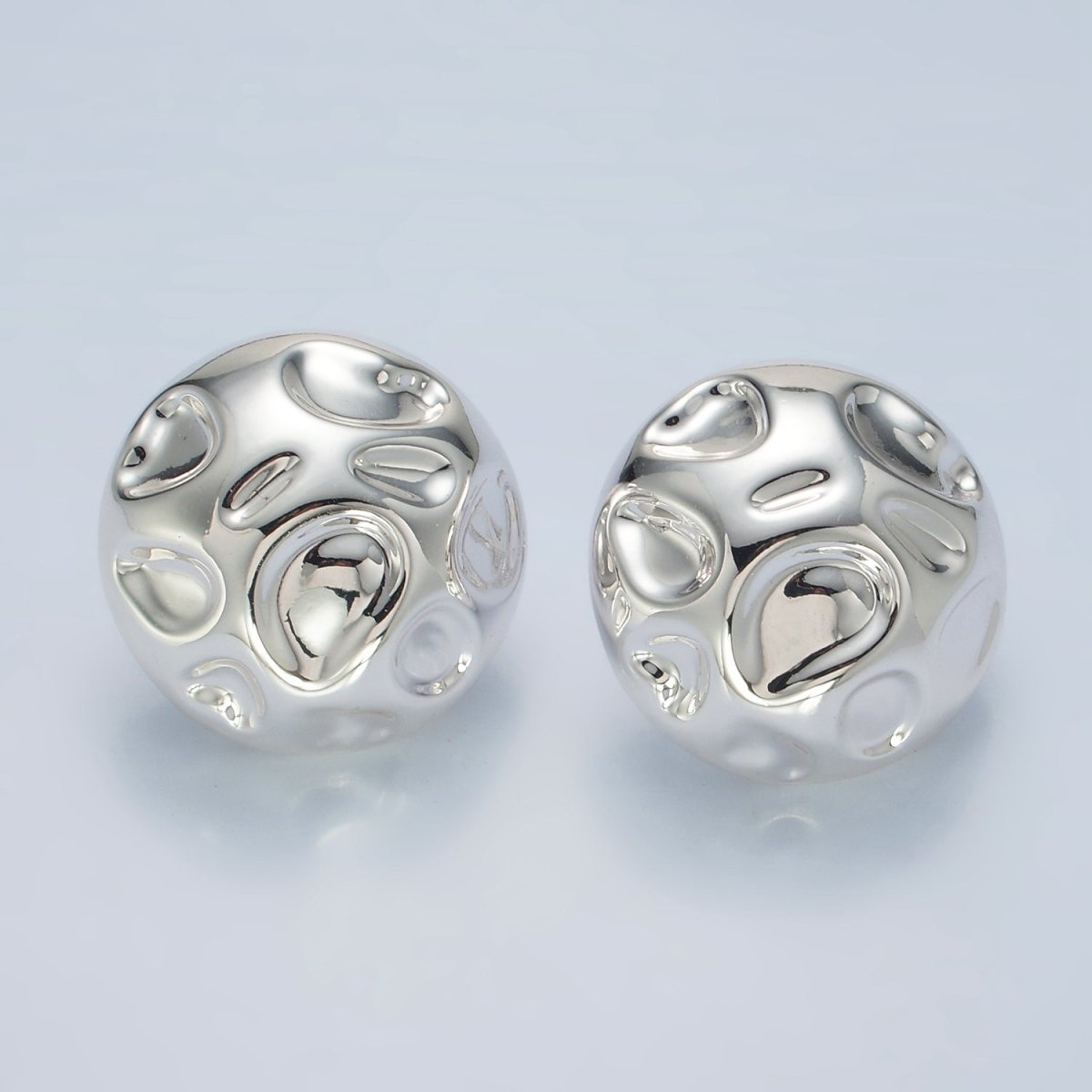 Molten Hammered Round Lightweight Stud Earrings in Gold & Silver | AD680 AD681