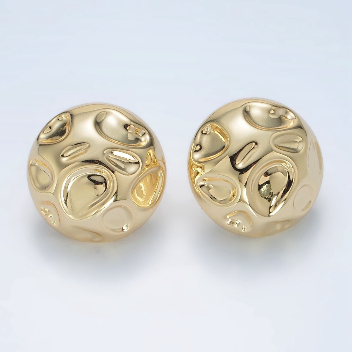Molten Hammered Round Lightweight Stud Earrings in Gold & Silver | AD680 AD681
