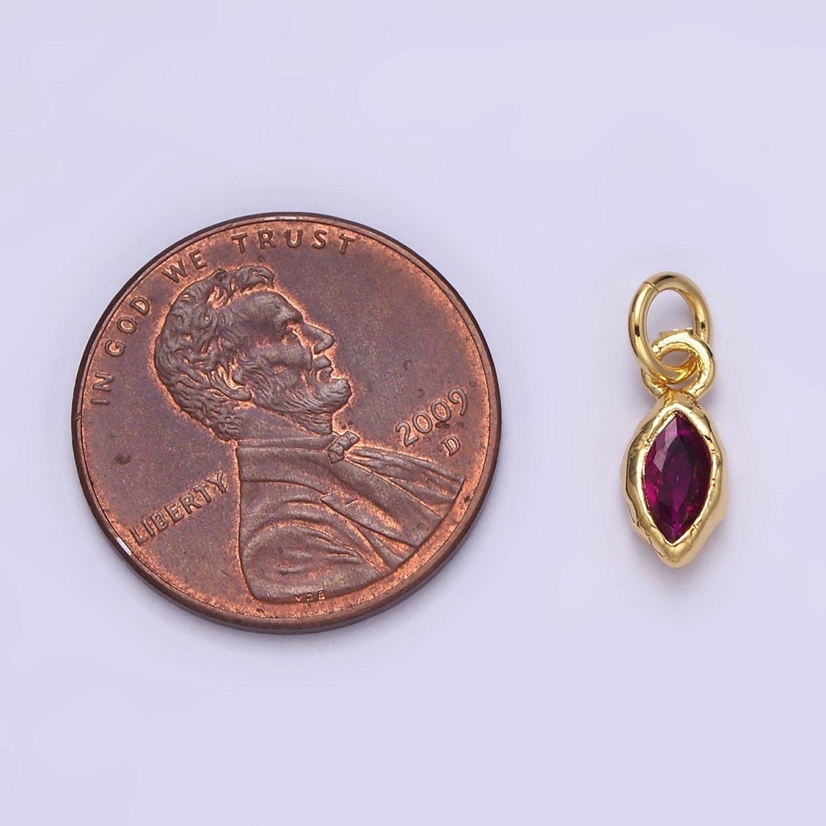 14K Gold Filled Molten Marquise Personalized Birth Month CZ Charm | AC-1378 - AC-1389