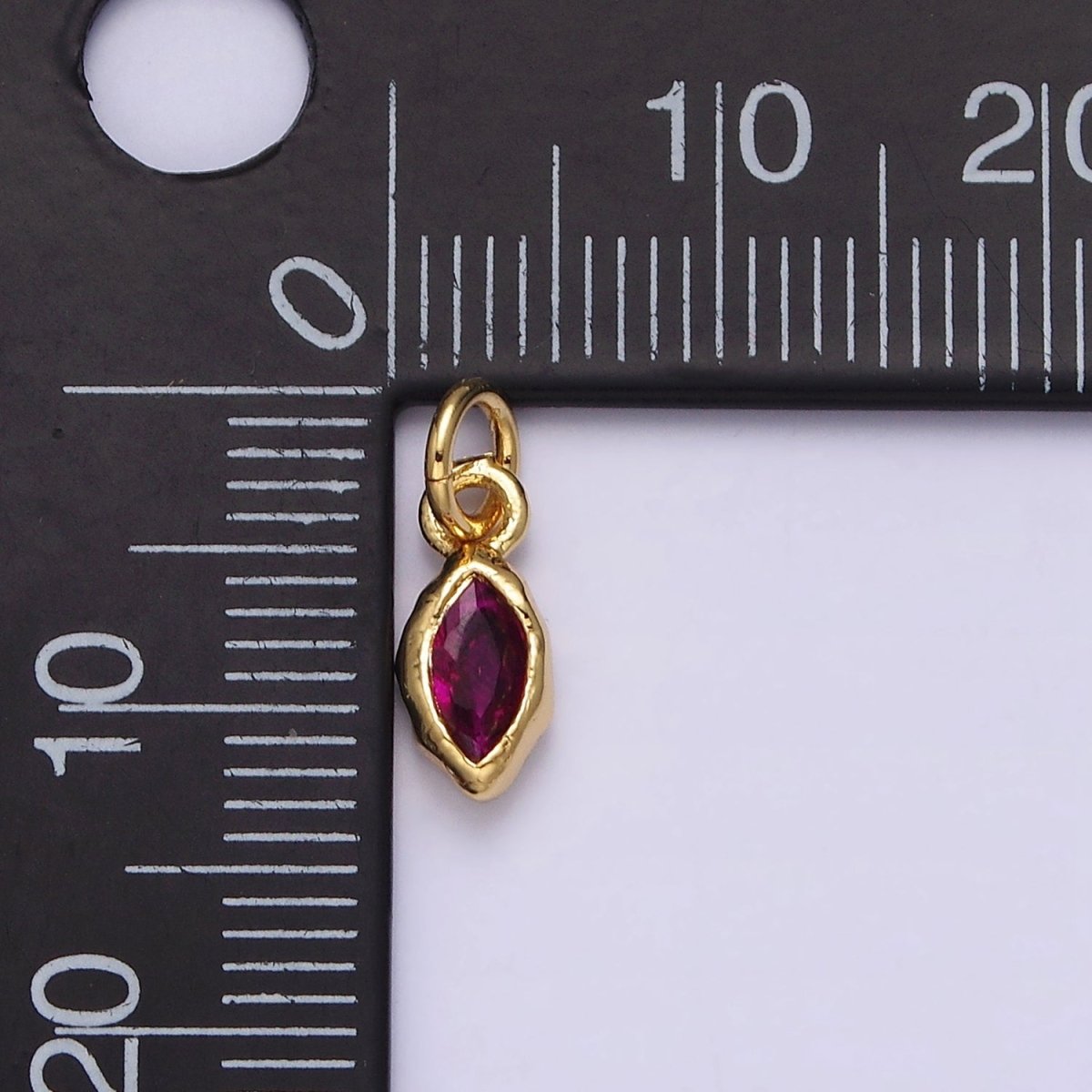 14K Gold Filled Molten Marquise Personalized Birth Month CZ Charm | AC-1378 - AC-1389