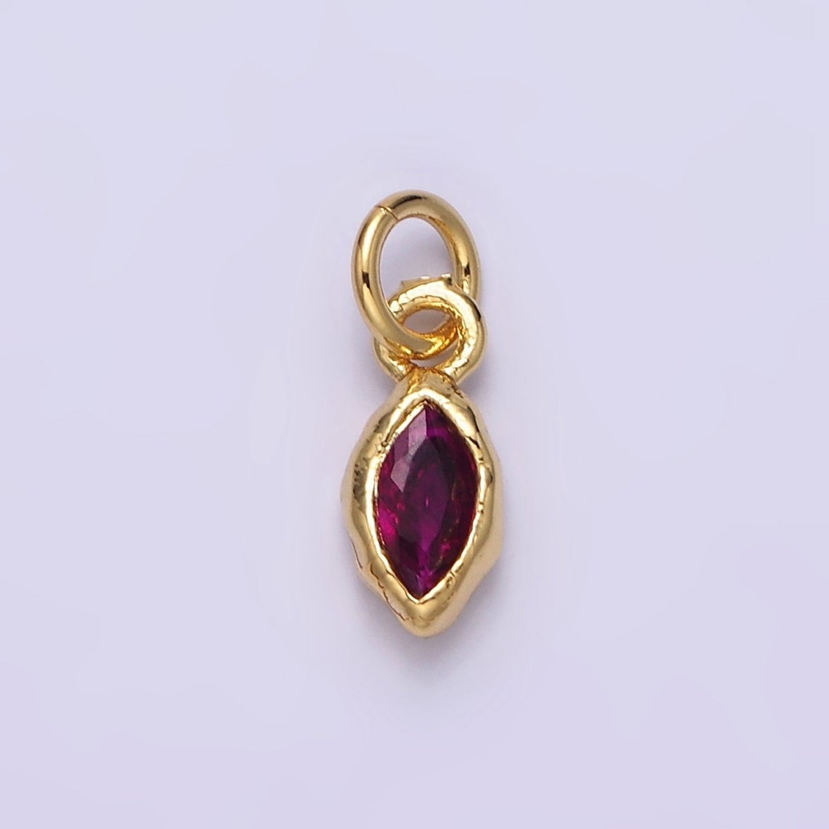 14K Gold Filled Molten Marquise Personalized Birth Month CZ Charm | AC-1378 - AC-1389