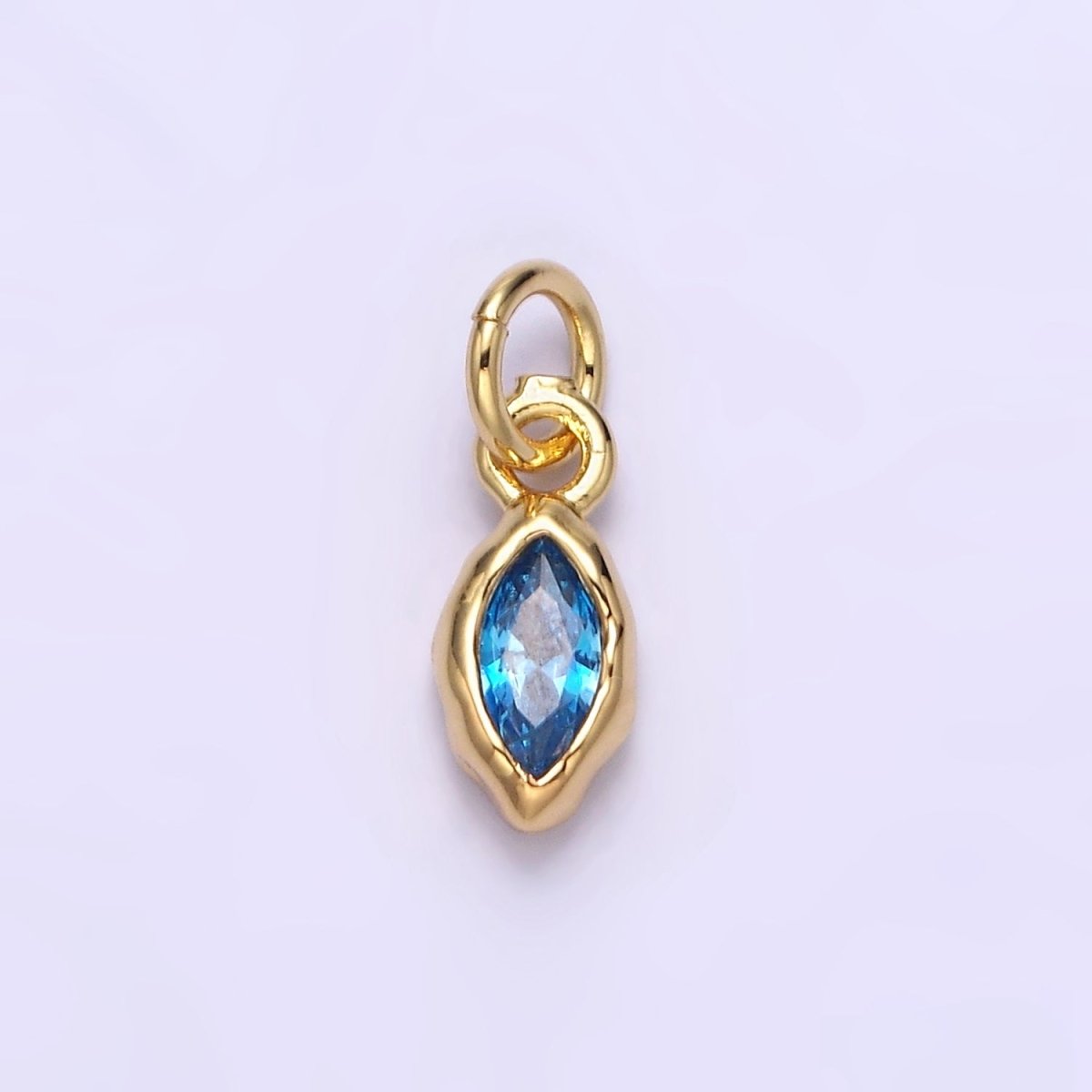 14K Gold Filled Molten Marquise Personalized Birth Month CZ Charm | AC-1378 - AC-1389