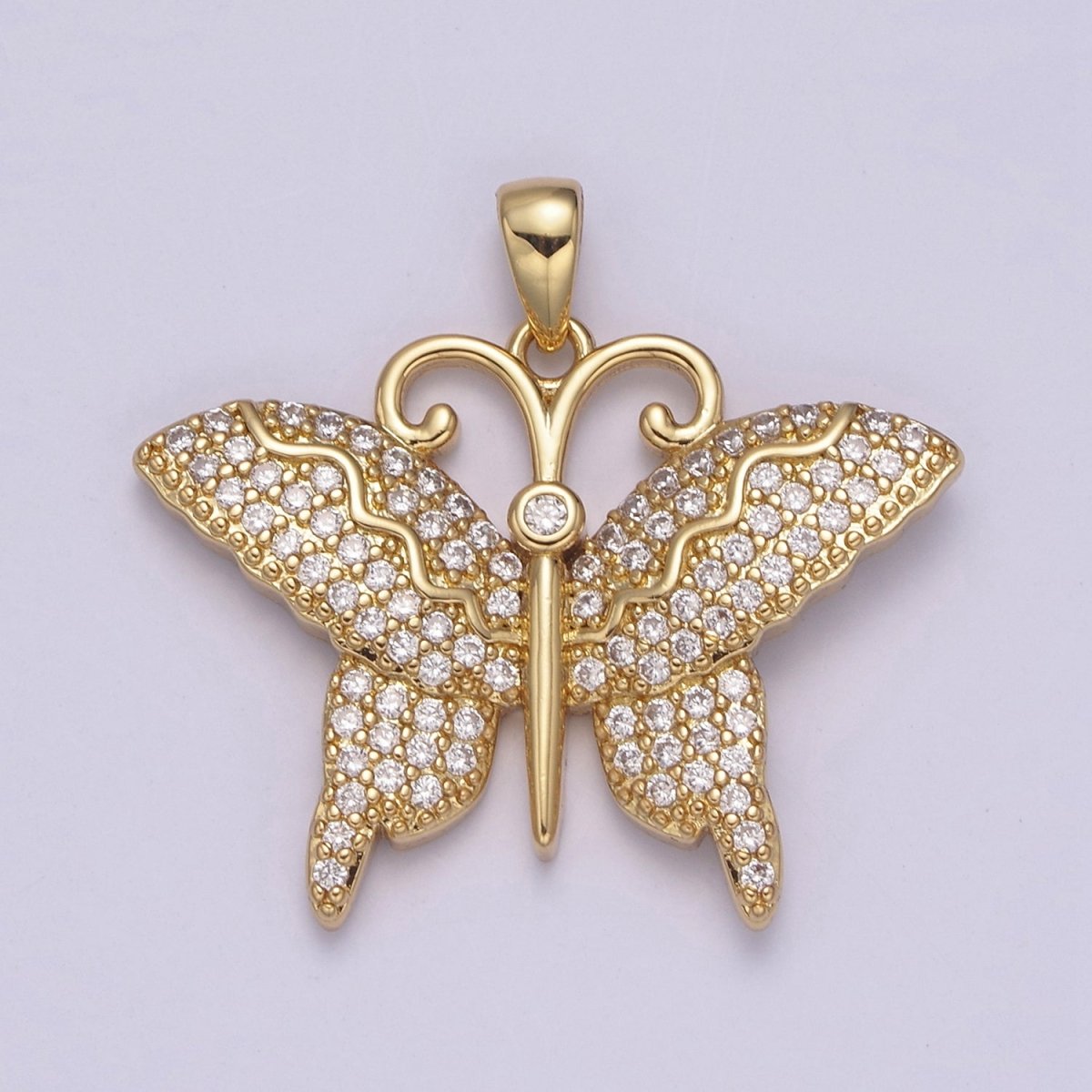 14K Gold Filled Monarch Butterfly Pendant CZ Micro Pave Butterfly Insect Charm Necklace Component for DIY Jewelry Making Supply N-546 - DLUXCA