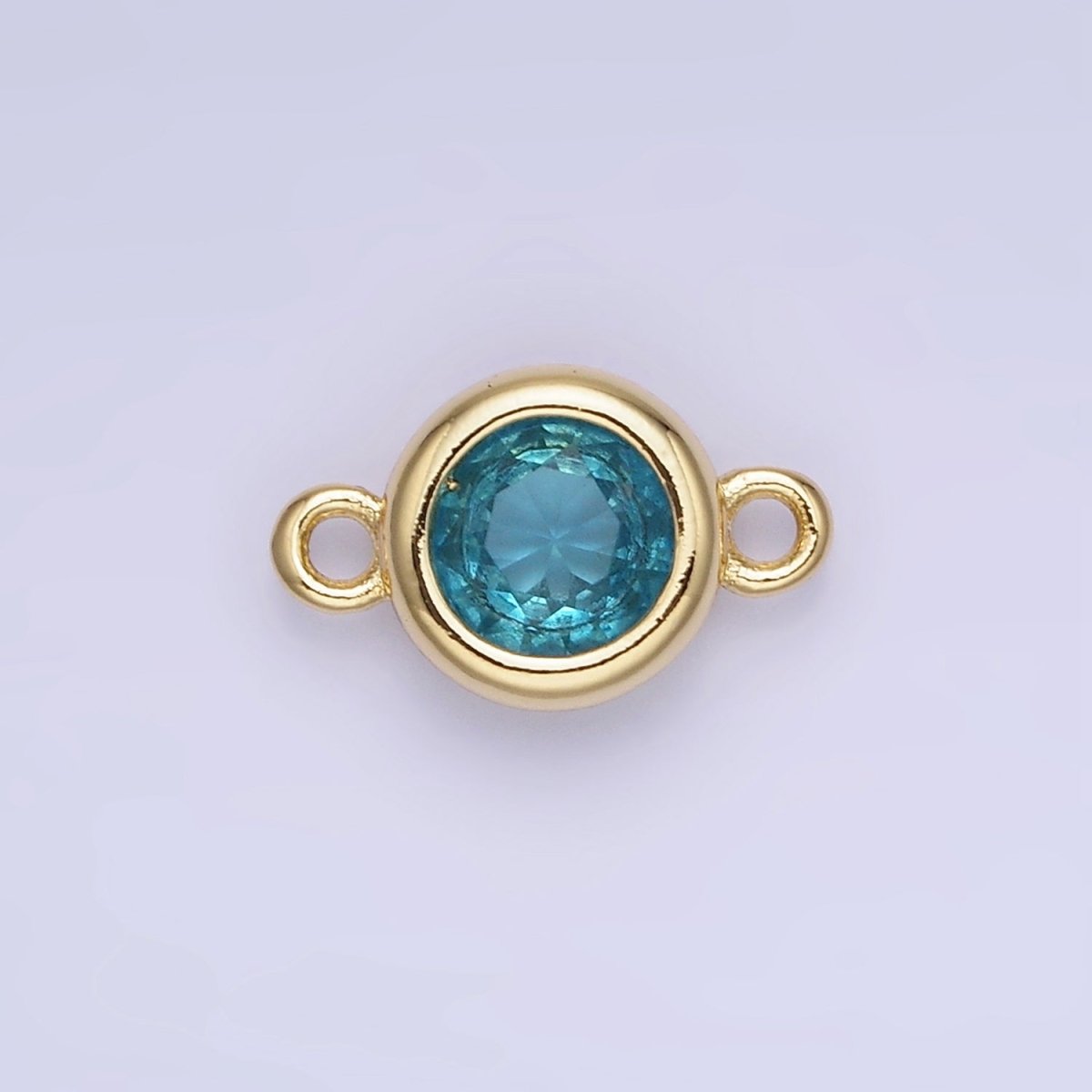 14K Gold Filled Multifaceted CZ Bezel Round Connector | G406 - G413