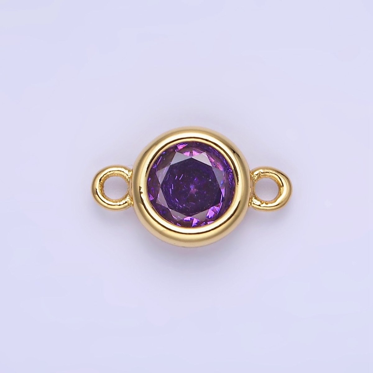 14K Gold Filled Multifaceted CZ Bezel Round Connector | G406 - G413