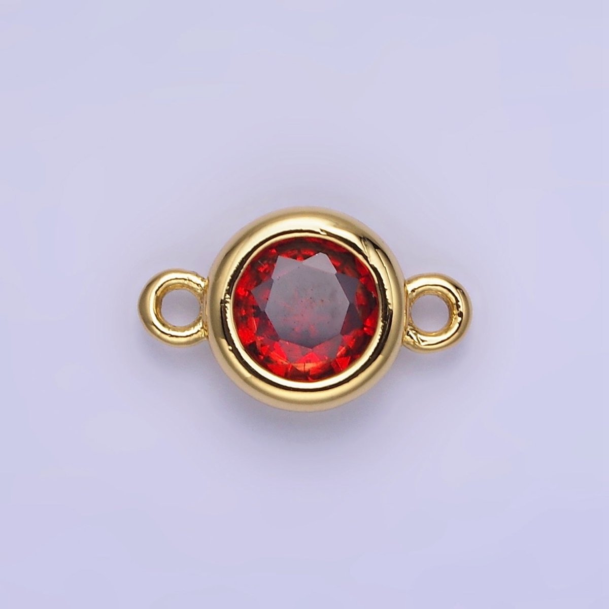 14K Gold Filled Multifaceted CZ Bezel Round Connector | G406 - G413