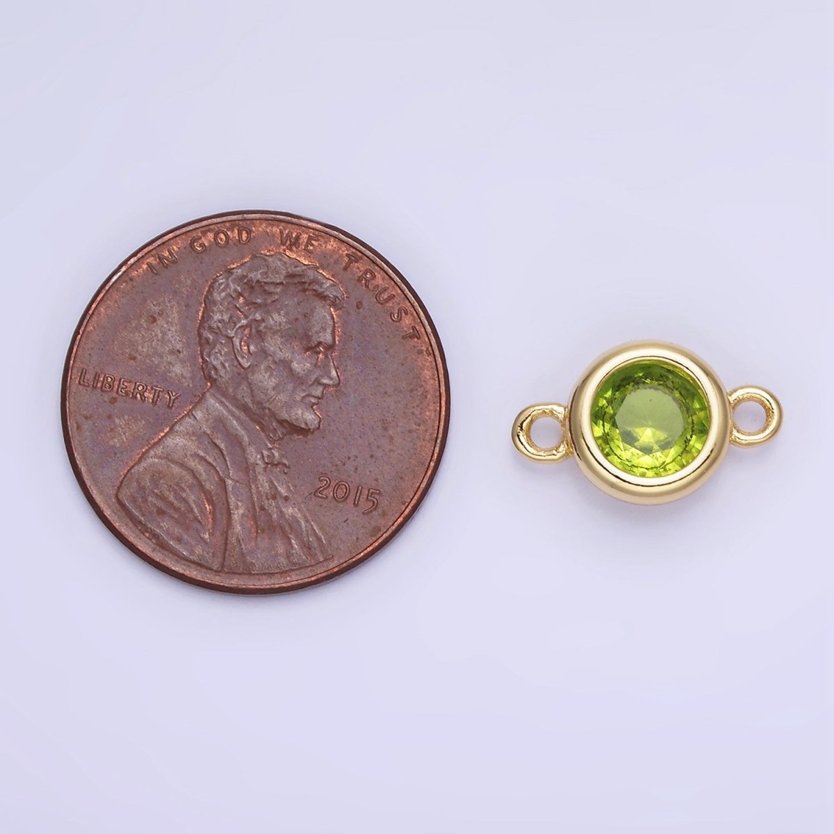 14K Gold Filled Multifaceted CZ Bezel Round Connector | G406 - G413