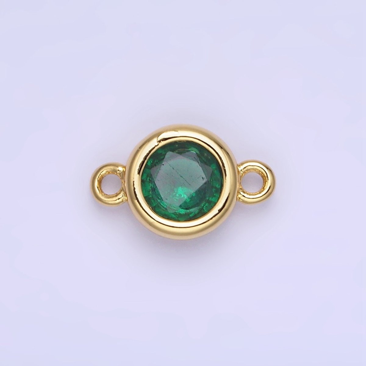 14K Gold Filled Multifaceted CZ Bezel Round Connector | G406 - G413