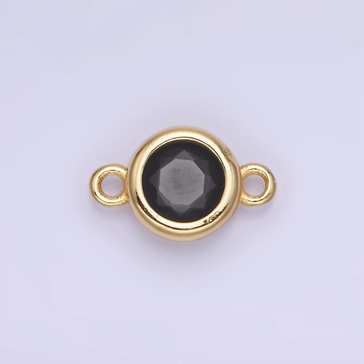 14K Gold Filled Multifaceted CZ Bezel Round Connector | G406 - G413