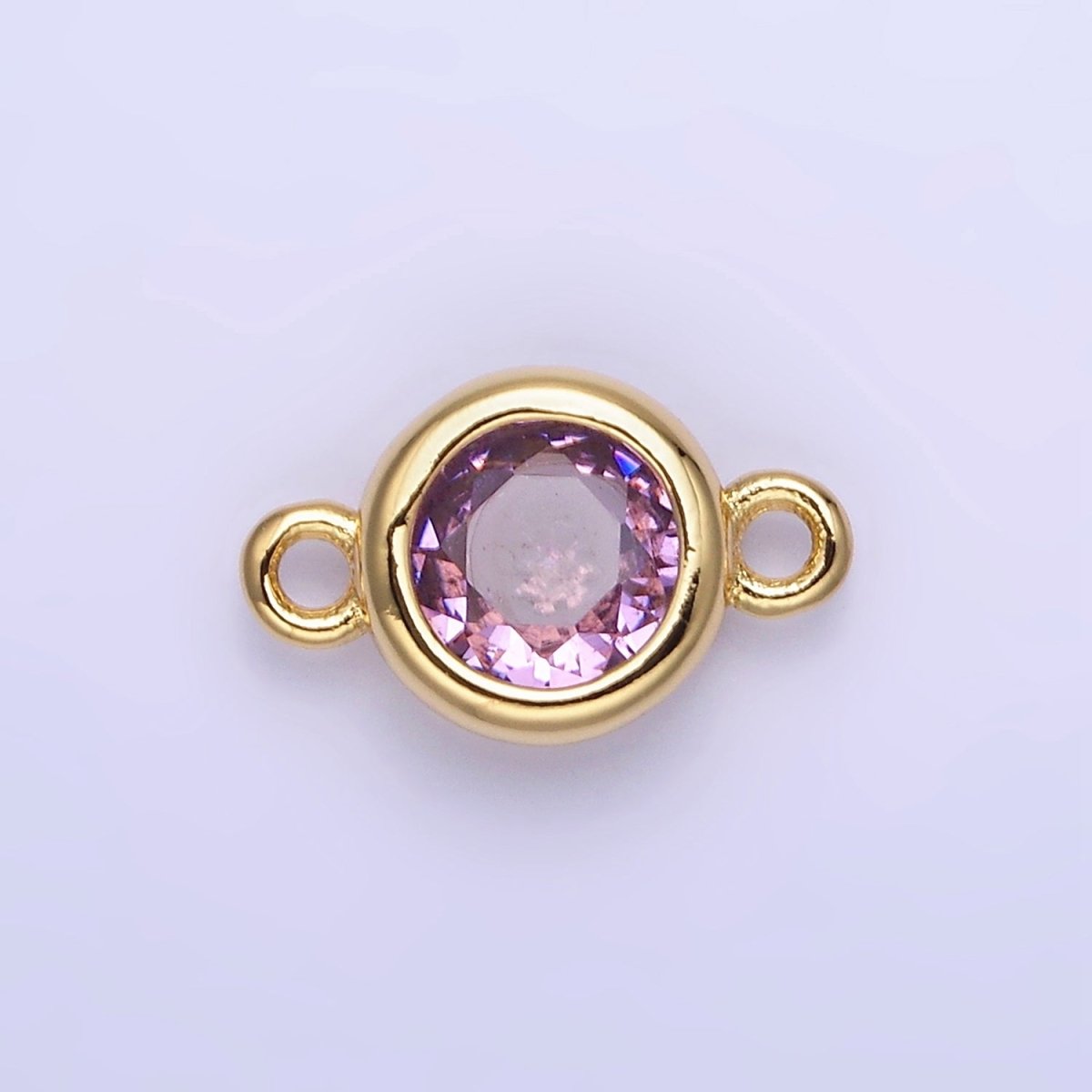 14K Gold Filled Multifaceted CZ Bezel Round Connector | G406 - G413