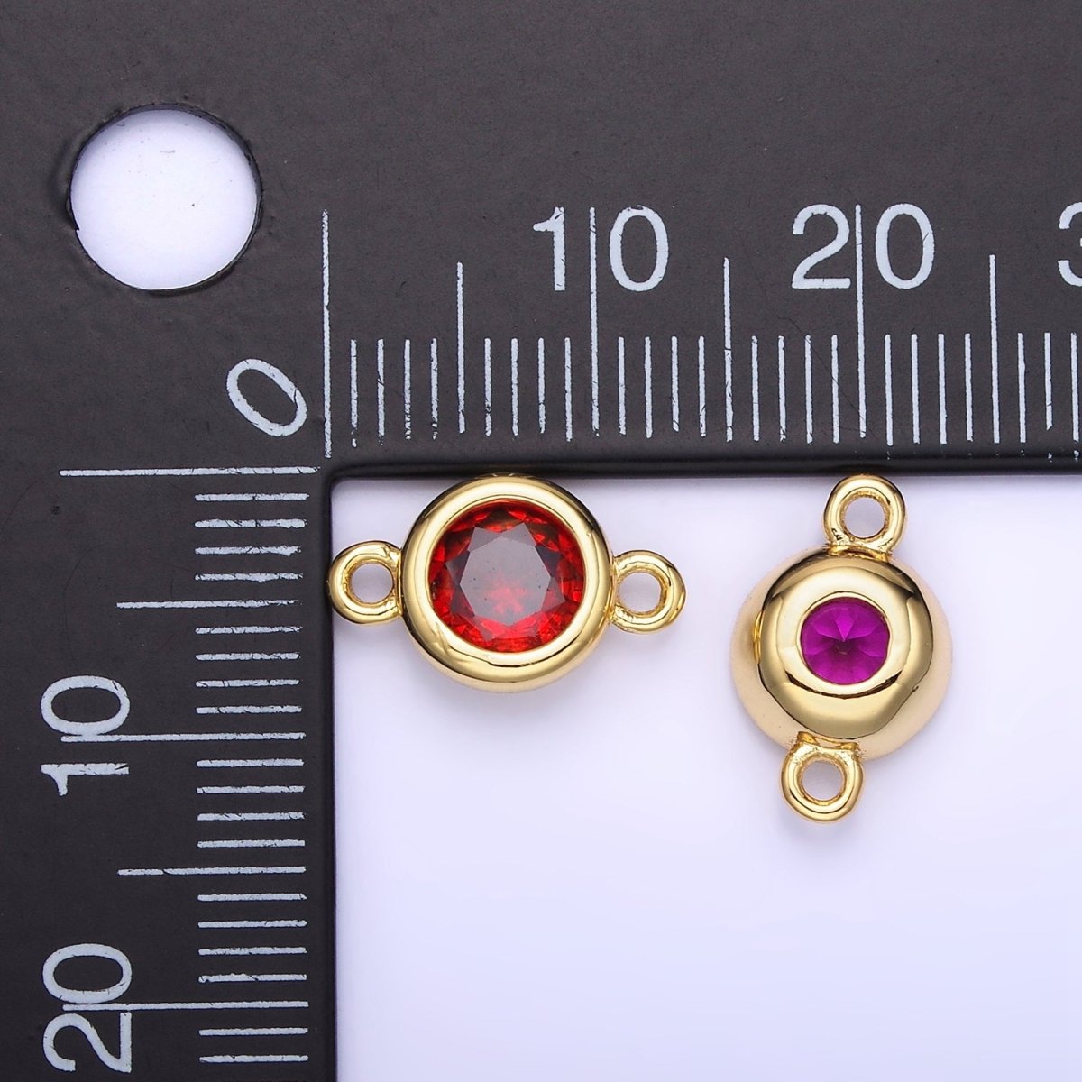 14K Gold Filled Multifaceted CZ Bezel Round Connector | G406 - G413