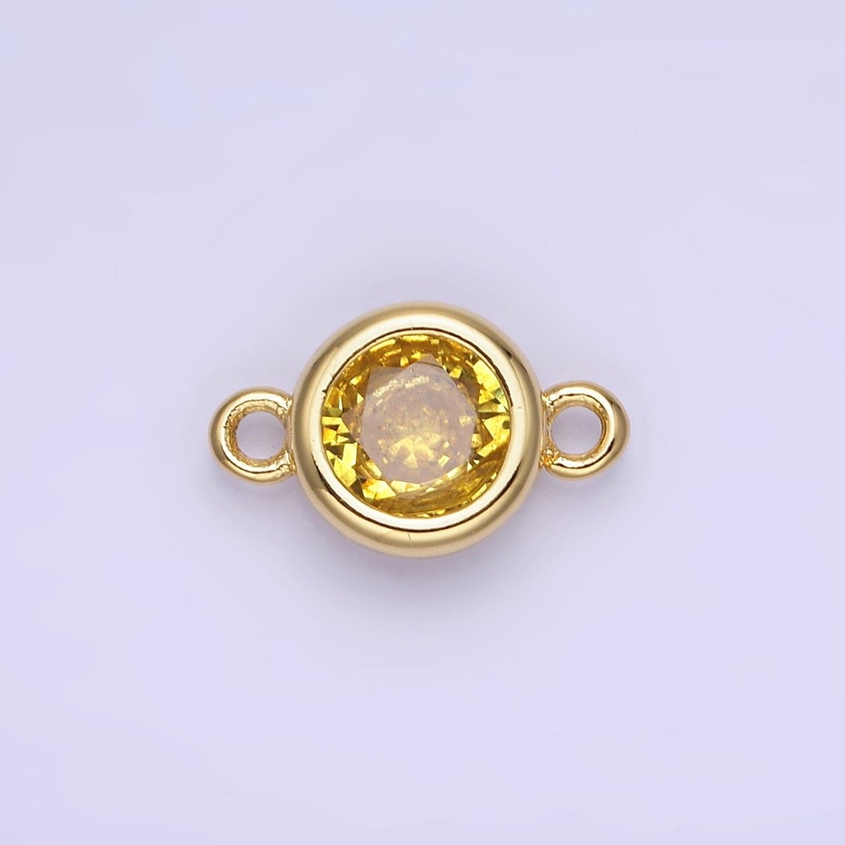 14K Gold Filled Multifaceted CZ Bezel Round Connector | G406 - G413