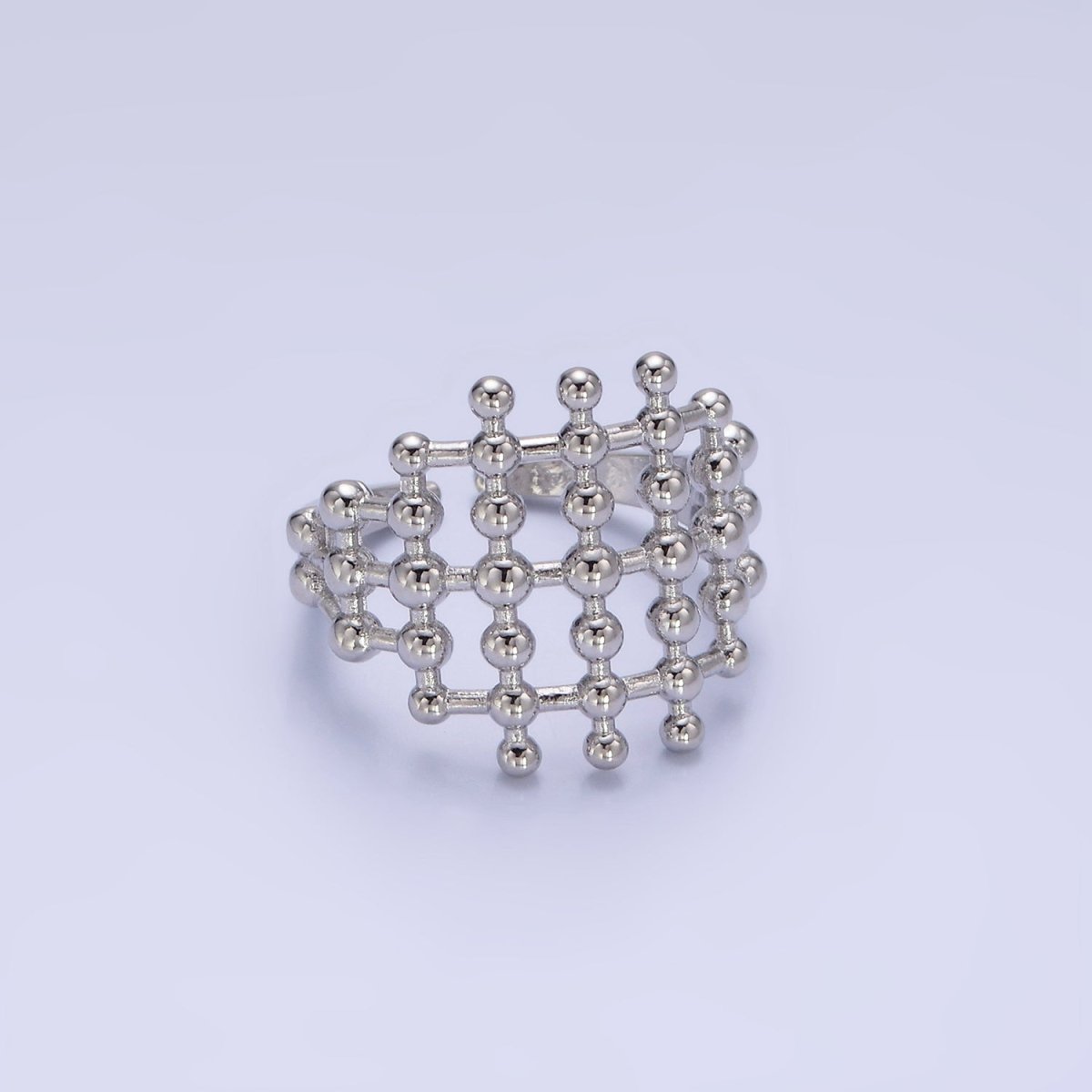 14K Gold Filled Multiple Beaded Bubble Lined Open Ring in Gold & Silver | O1270 O1271